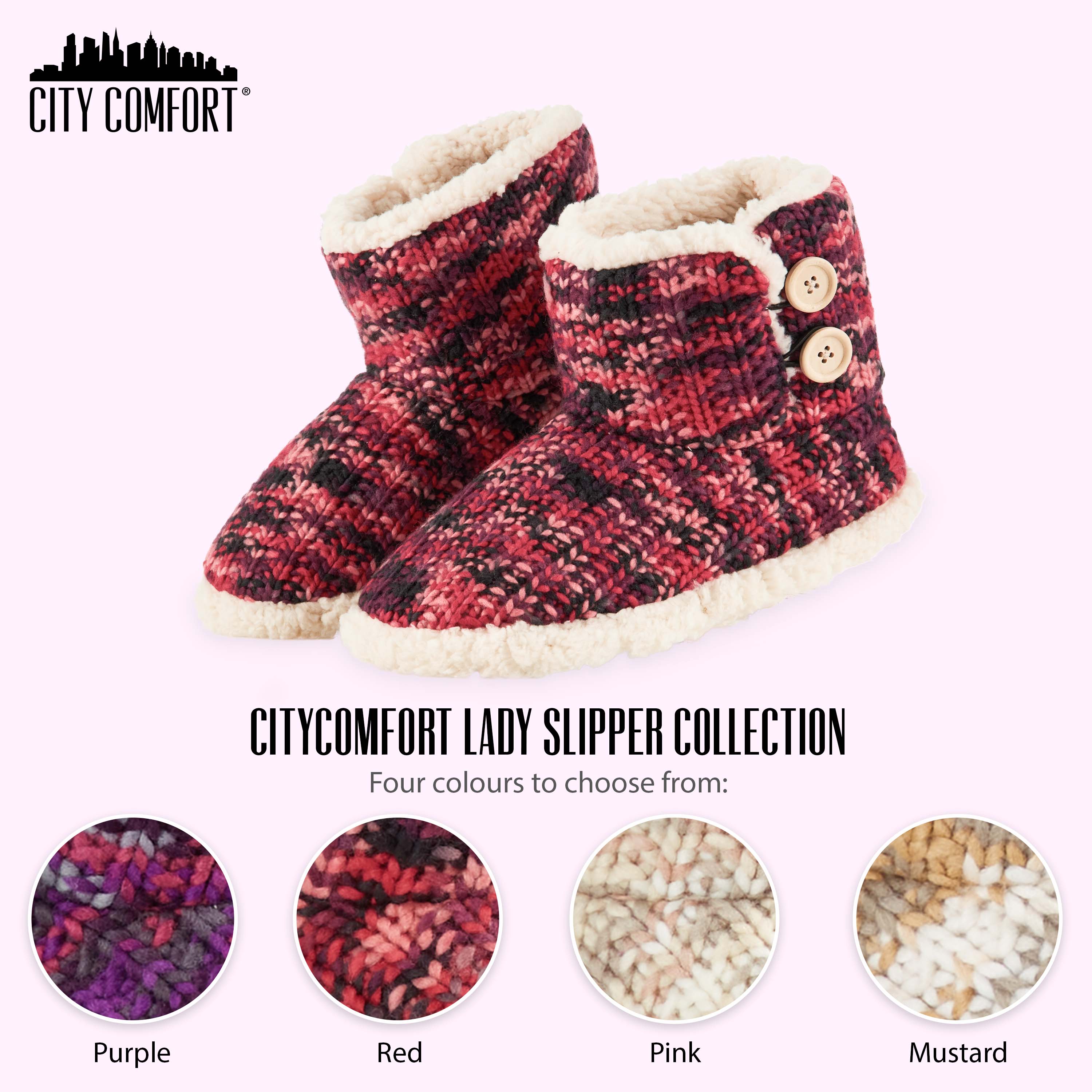 CityComfort Ladies Slipper Boots Knitted Warm Winter Indoor Booties - Image 15