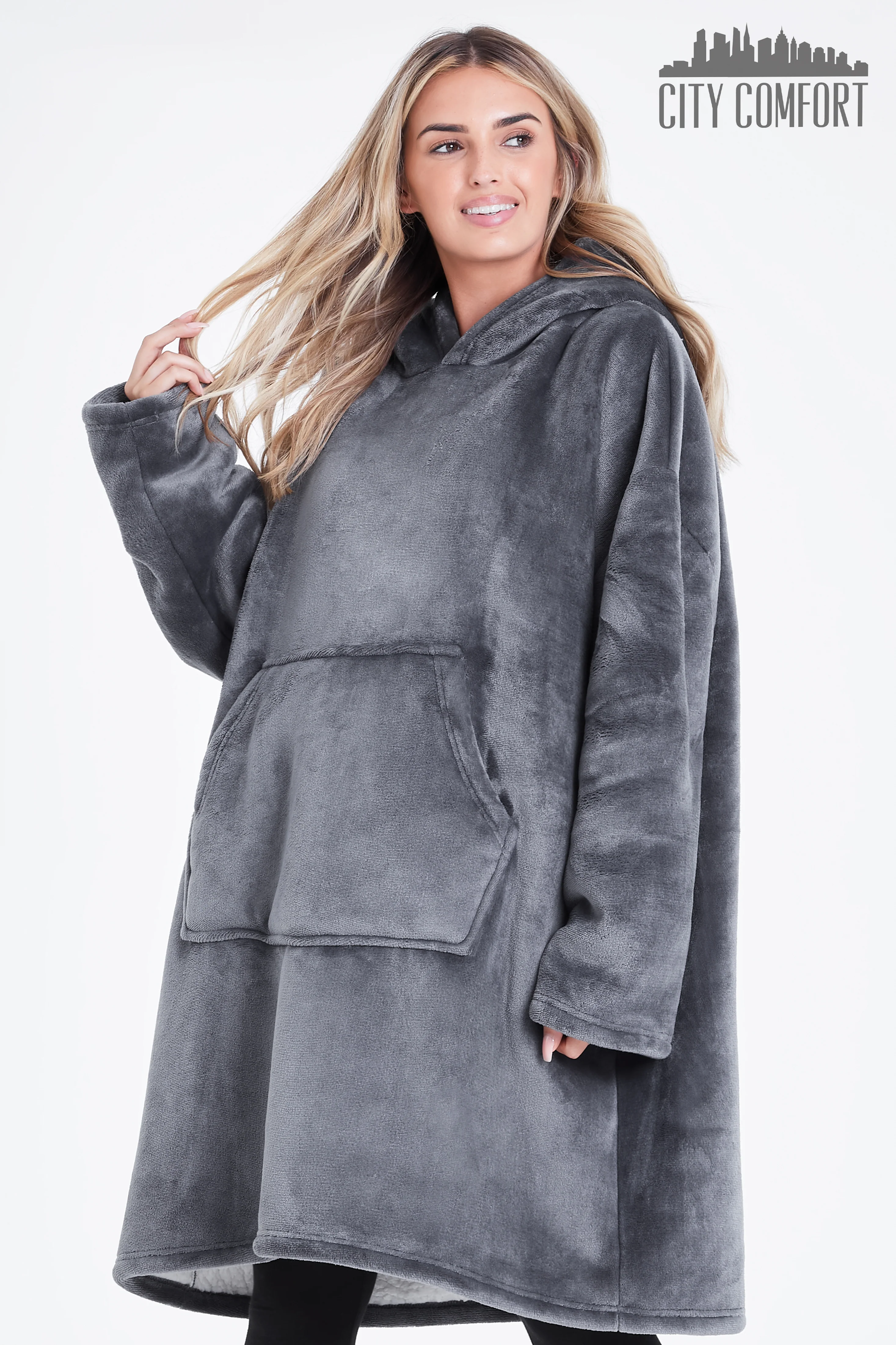 CityComfort Blanket Oversized Hoodie for Women & Men Fleece Blanket with Sleeves - Image 11