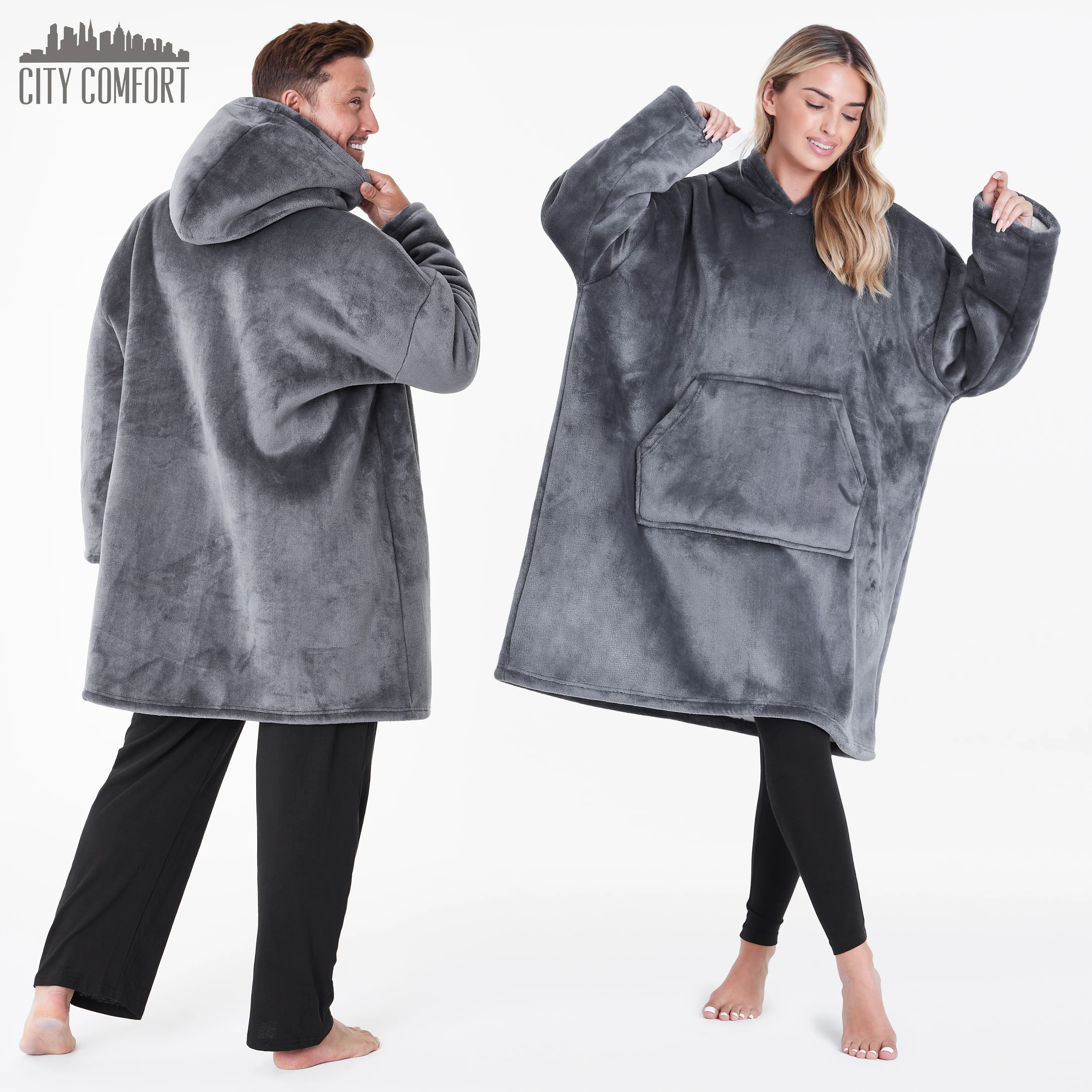 CityComfort Blanket Oversized Hoodie for Women & Men Fleece Blanket with Sleeves - Image 12