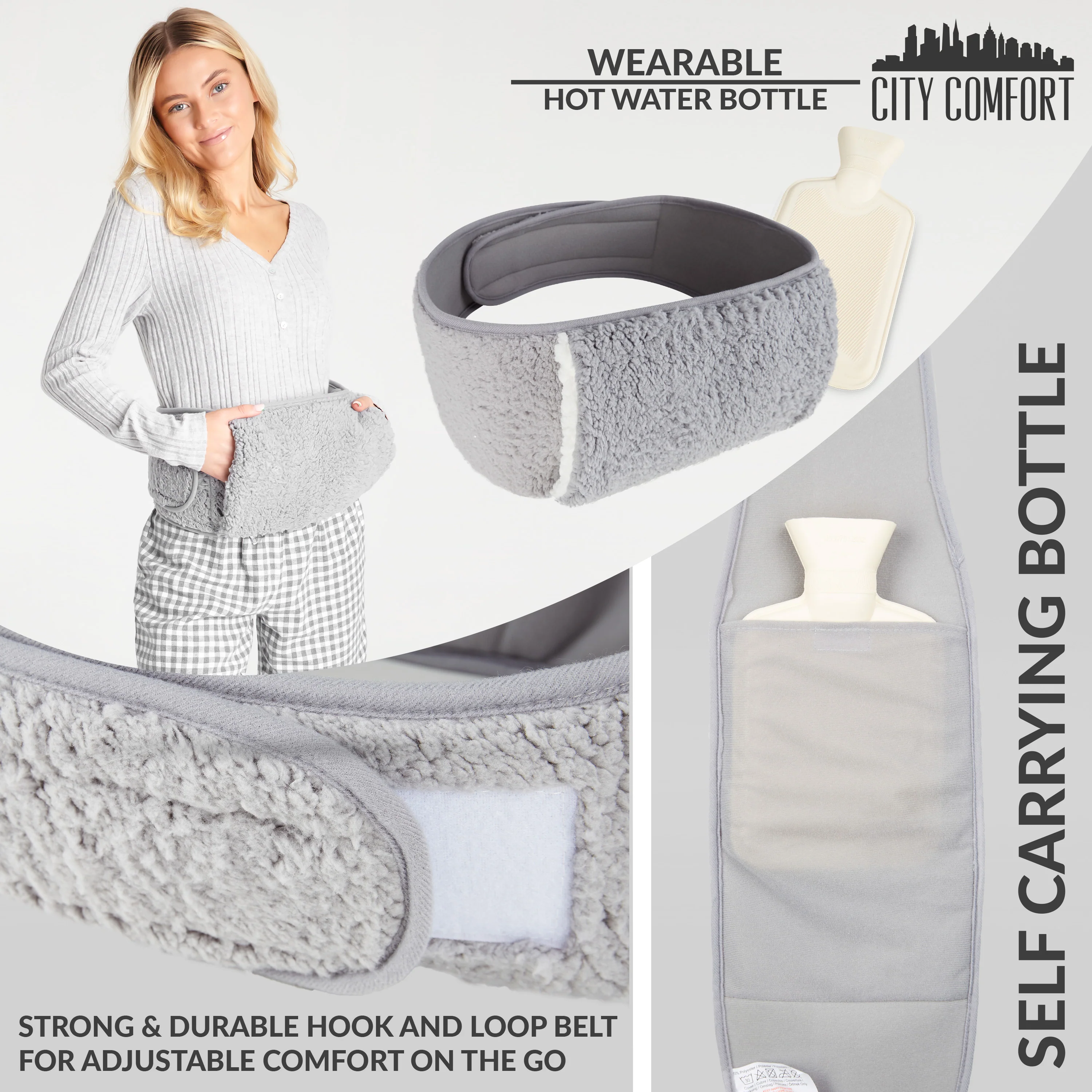 CityComfort Wearable Hot Water Bottle Period Pain Relief Belt Plush Hot Water Bag Pouch - Image 5
