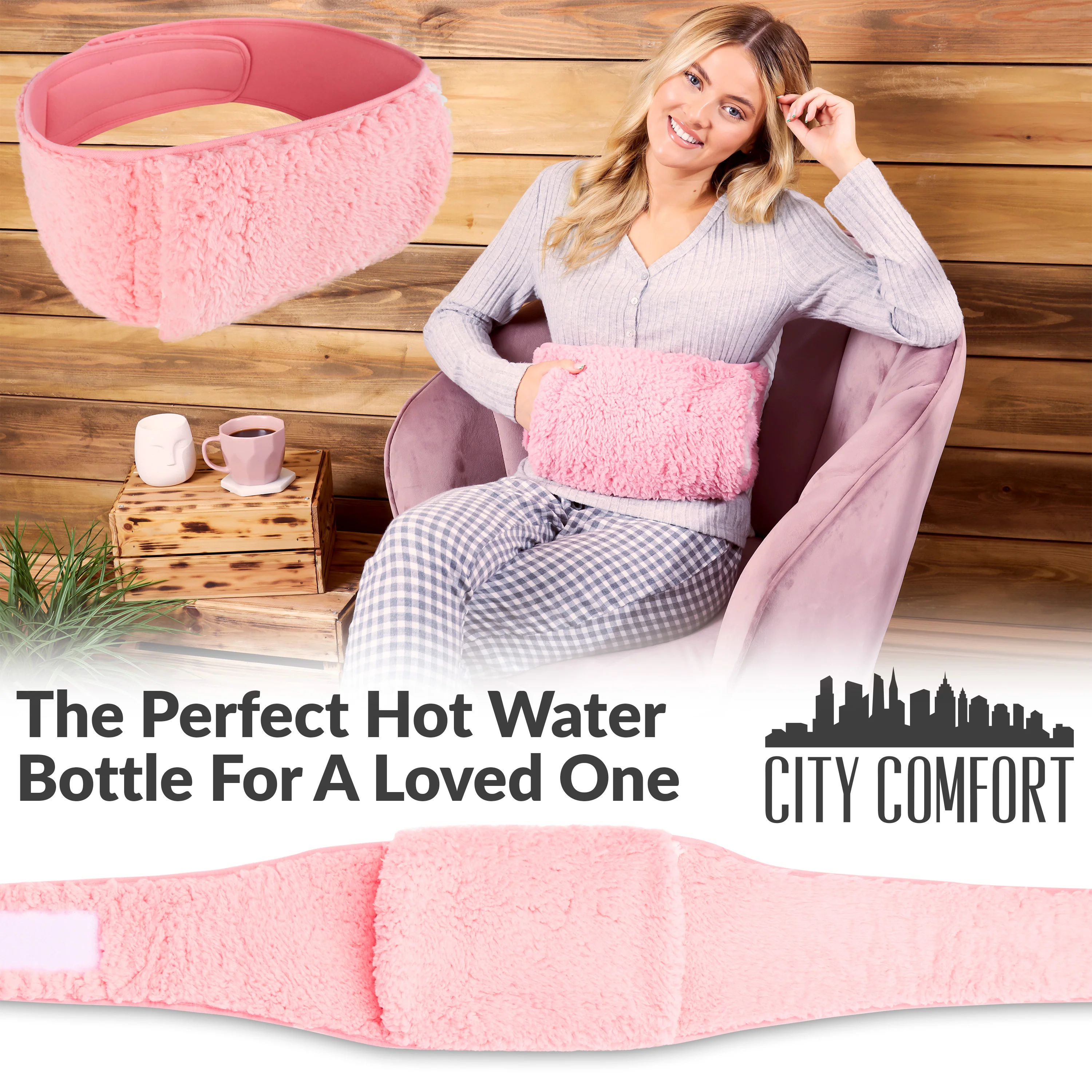 CityComfort Wearable Hot Water Bottle Period Pain Relief Belt Plush Hot Water Bag Pouch - Image 3