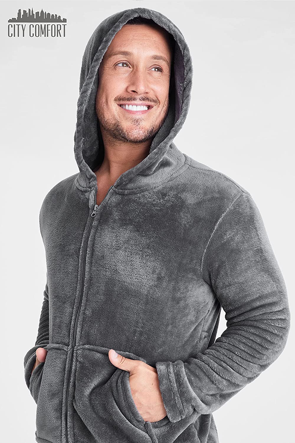 CityComfort with Warm Hoodie and Soft Bottoms Pyjamas Set for Men - Image 23