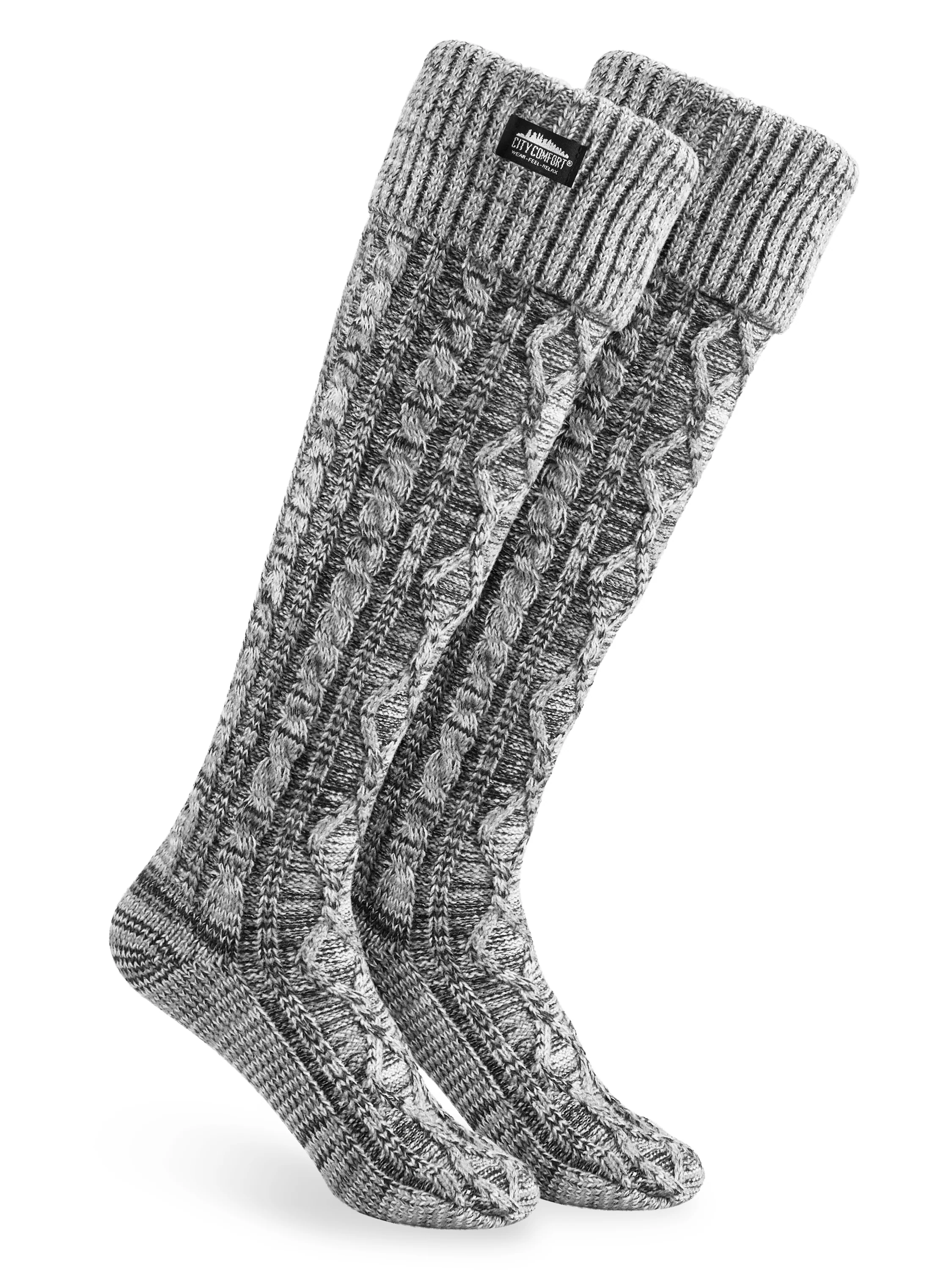 CityComfort Women Slipper Socks - Knee High Socks Cable Knit Cosy Over The Knee - Image 9