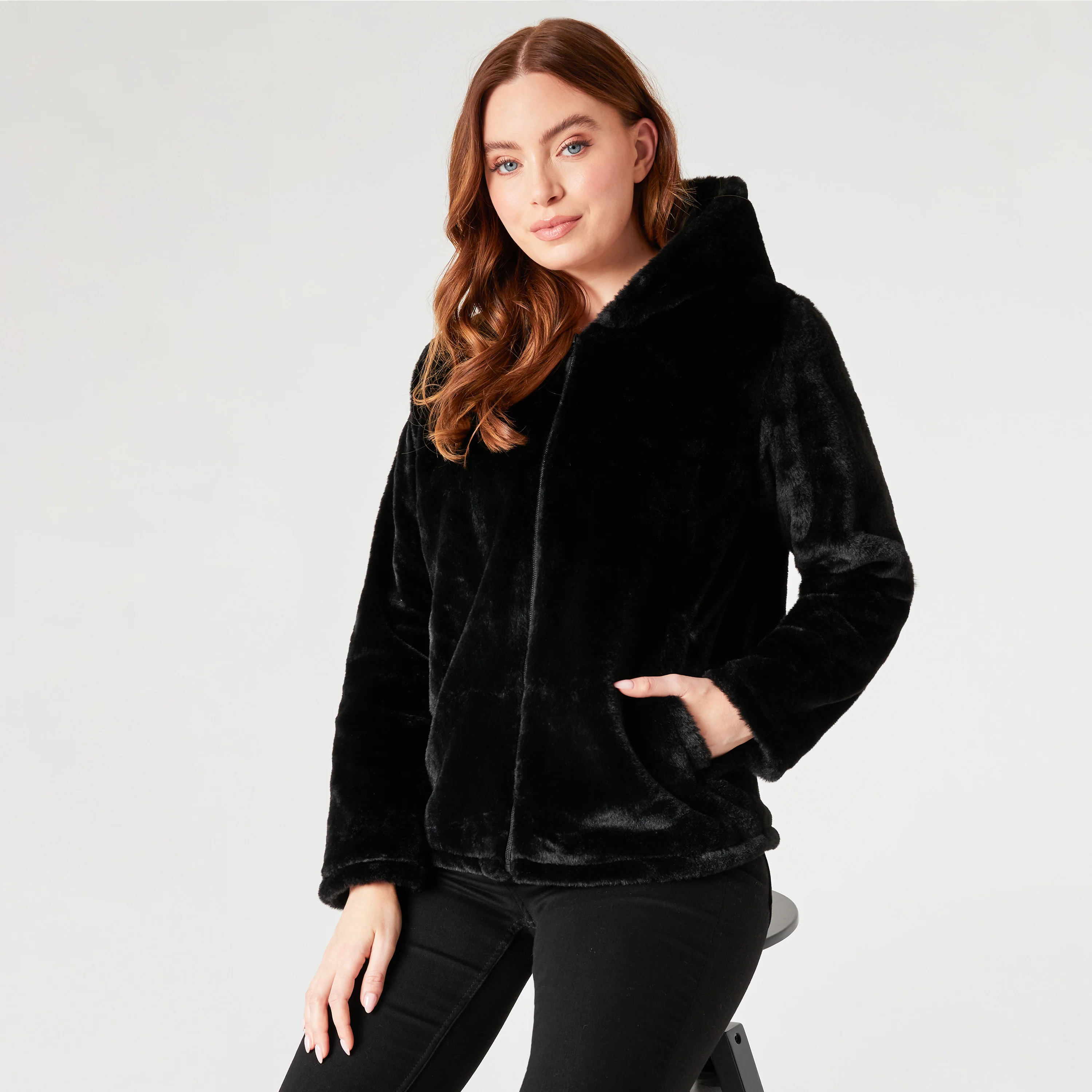 Womens Fluffy Coat with Hood, Cosy Stylish Faux Fur - Gifts for Her - Image 13