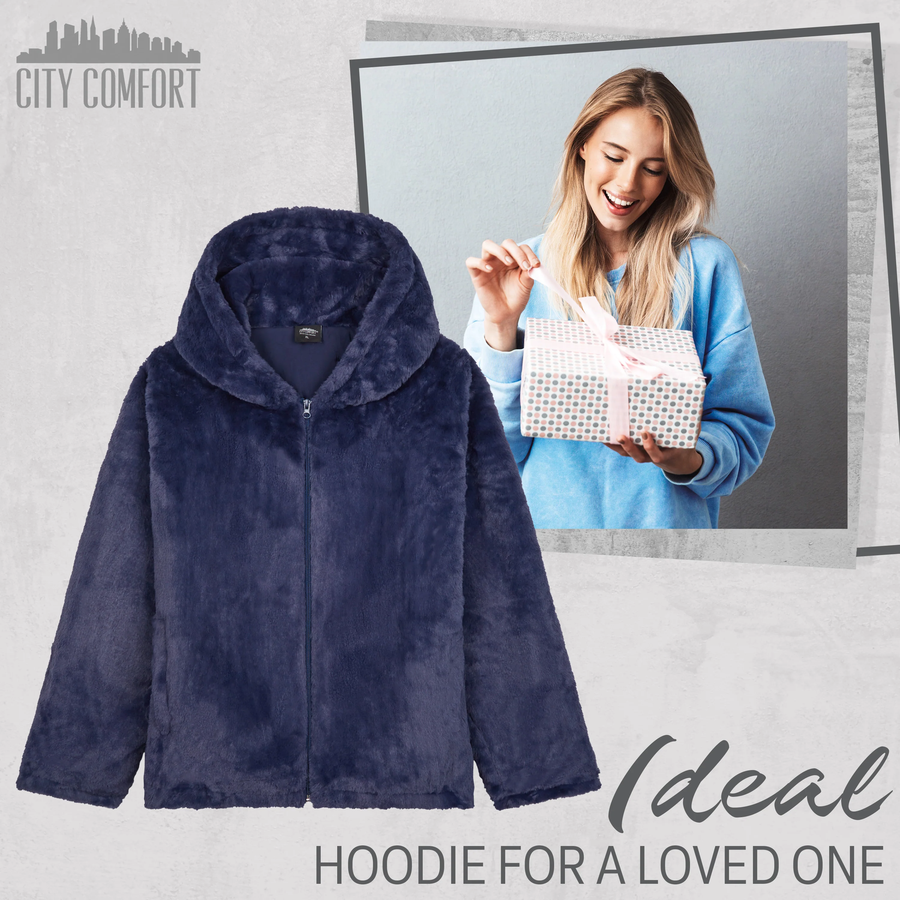 Womens Fluffy Coat with Hood, Cosy Stylish Faux Fur - Gifts for Her - Image 3
