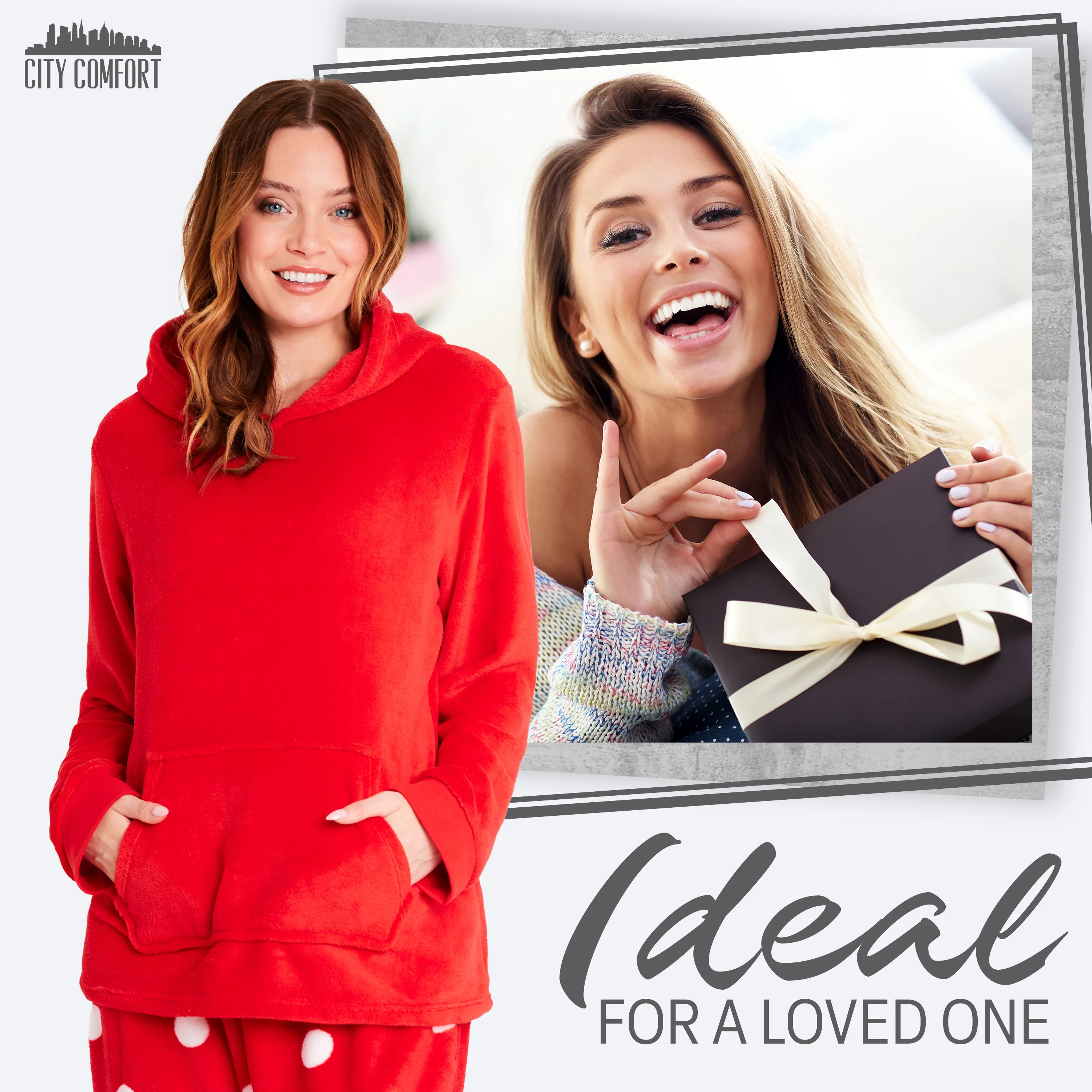 CityComfort Pyjamas Set for Women and Teens Fleece Hooded Long PJs Warm Loungewear Fluffy Nightwear Soft Cosy Sleepwear Gifts for Her - Image 3