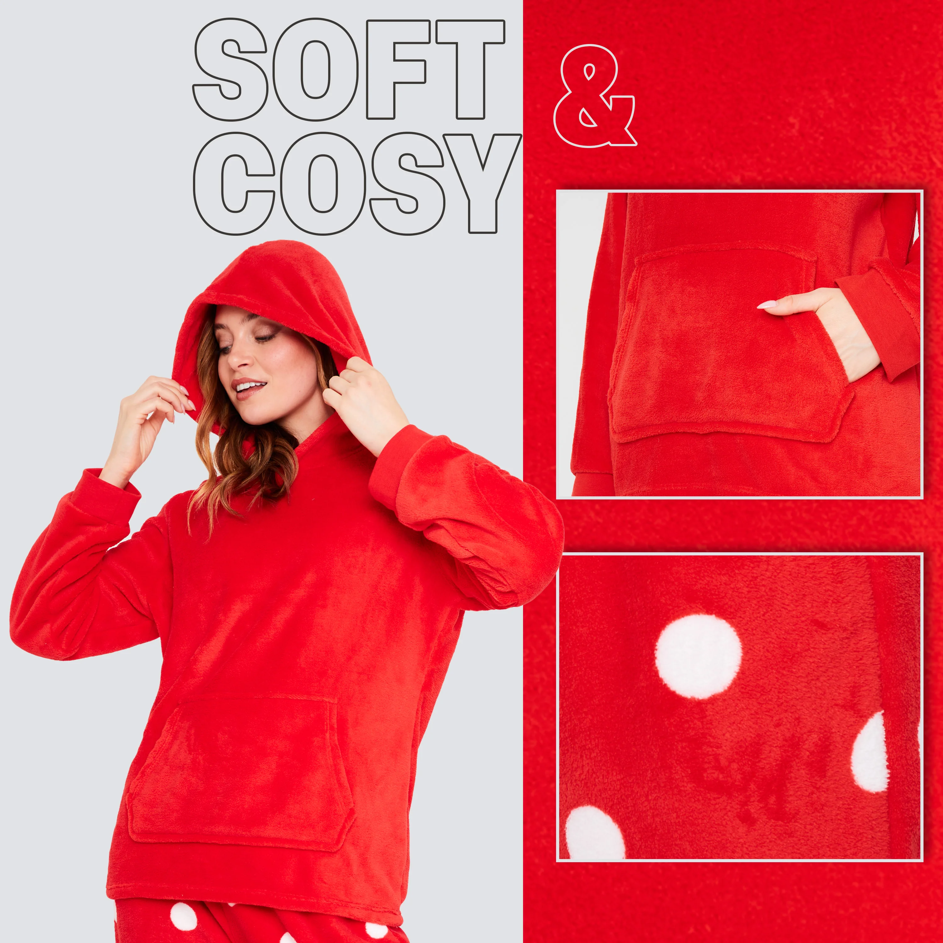 CityComfort Pyjamas Set for Women and Teens Fleece Hooded Long PJs Warm Loungewear Fluffy Nightwear Soft Cosy Sleepwear Gifts for Her - Image 5