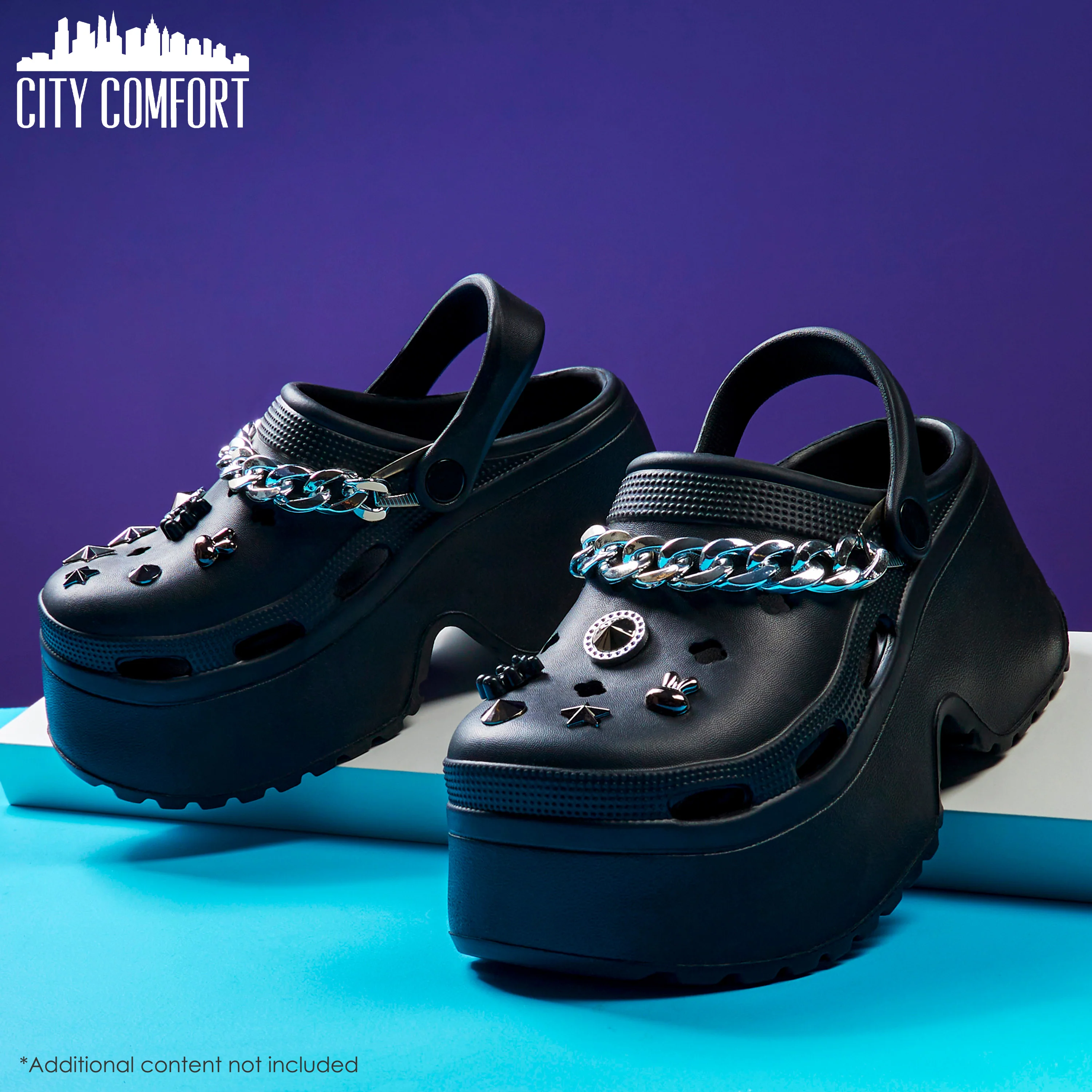CityComfort Womens Platform Heeled Clogs with Removable Charms - Image 26