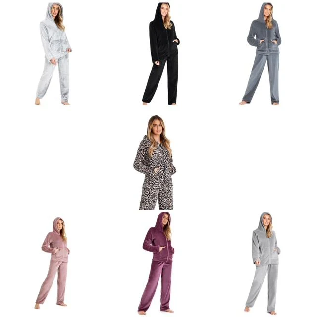 CityComfort Women's Pyjama Sets, Hooded Fleece Pyjamas for Women and Teens