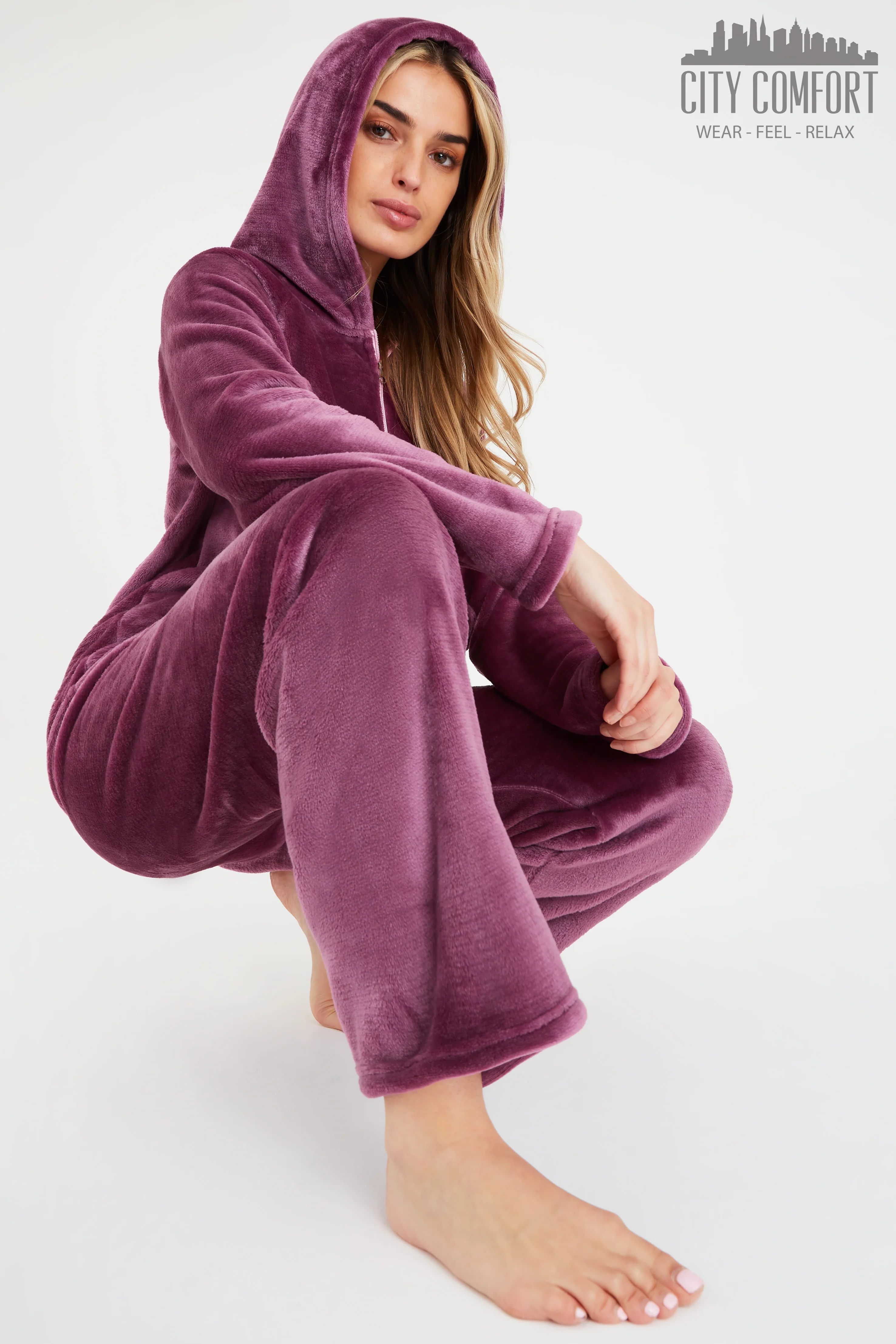 CityComfort Women's Pyjama Sets, Hooded Fleece Pyjamas for Women and Teens - Image 33