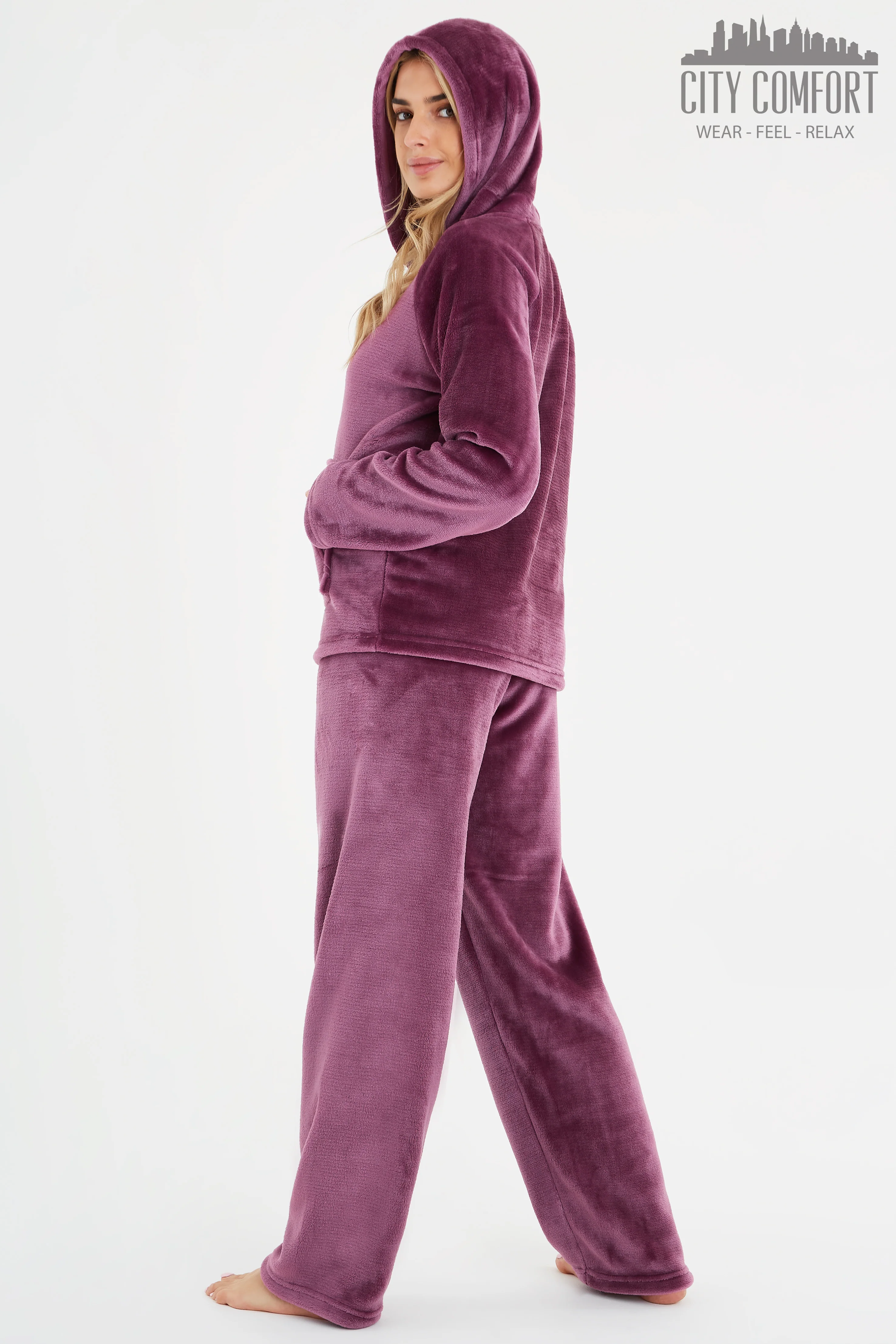 CityComfort Women's Pyjama Sets, Hooded Fleece Pyjamas for Women and Teens - Image 38