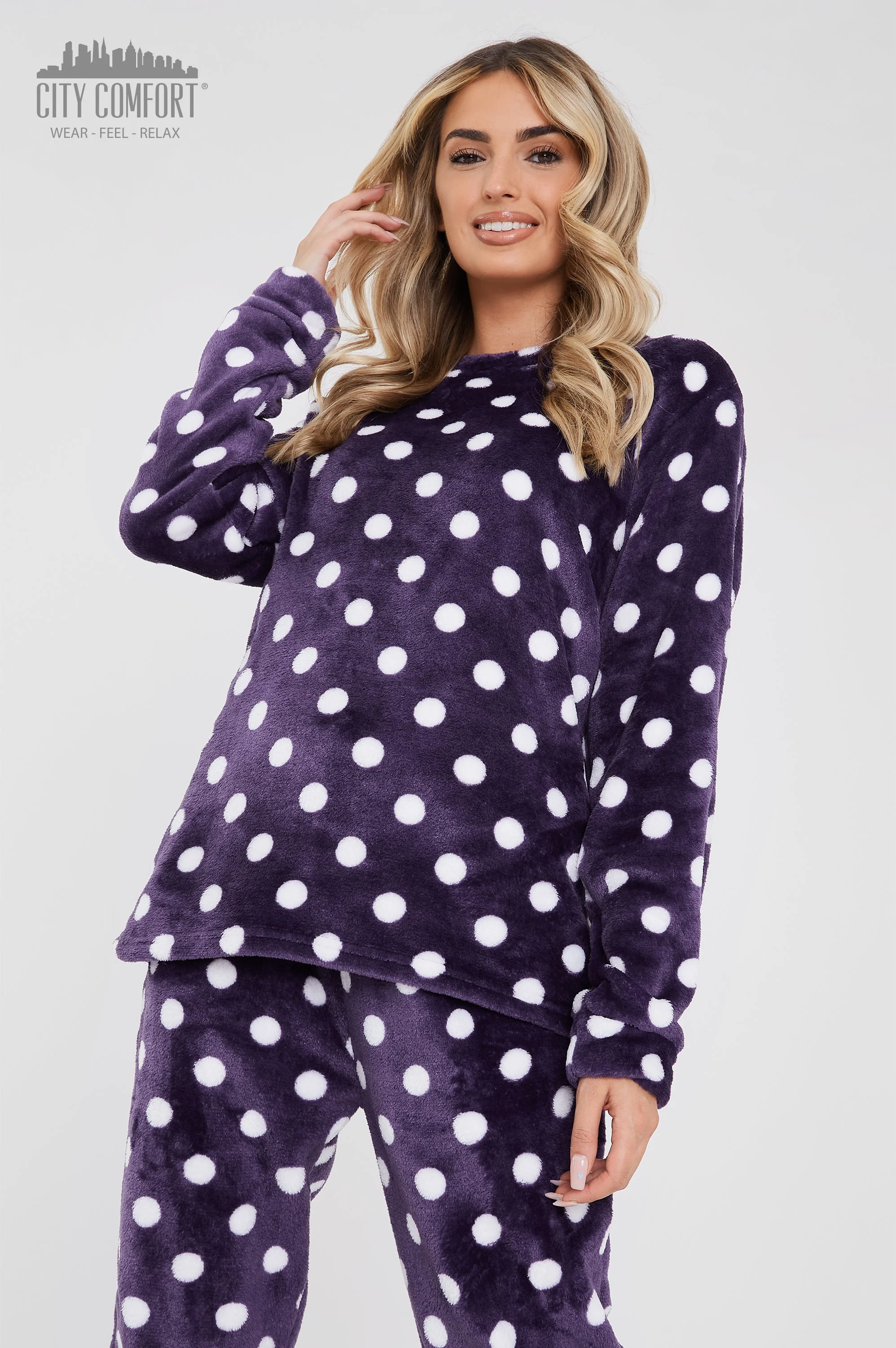 CityComfort Fleece Womens Pyjamas Set Long Sleeve Fluffy Loungewear Adults Teenagers, Winter PJs Warm Nightwear, Gifts for Her - Image 5