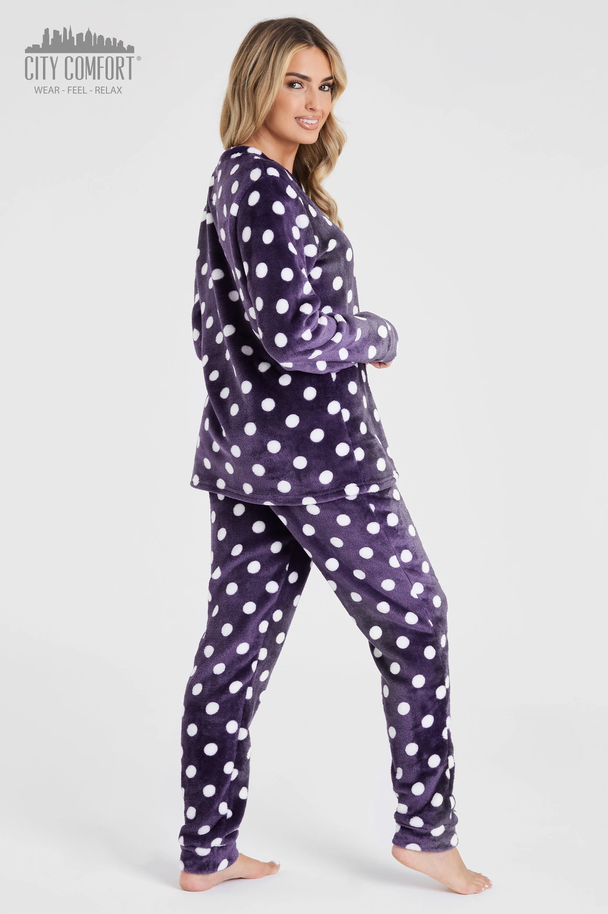 CityComfort Fleece Womens Pyjamas Set Long Sleeve Fluffy Loungewear Adults Teenagers, Winter PJs Warm Nightwear, Gifts for Her - Image 6