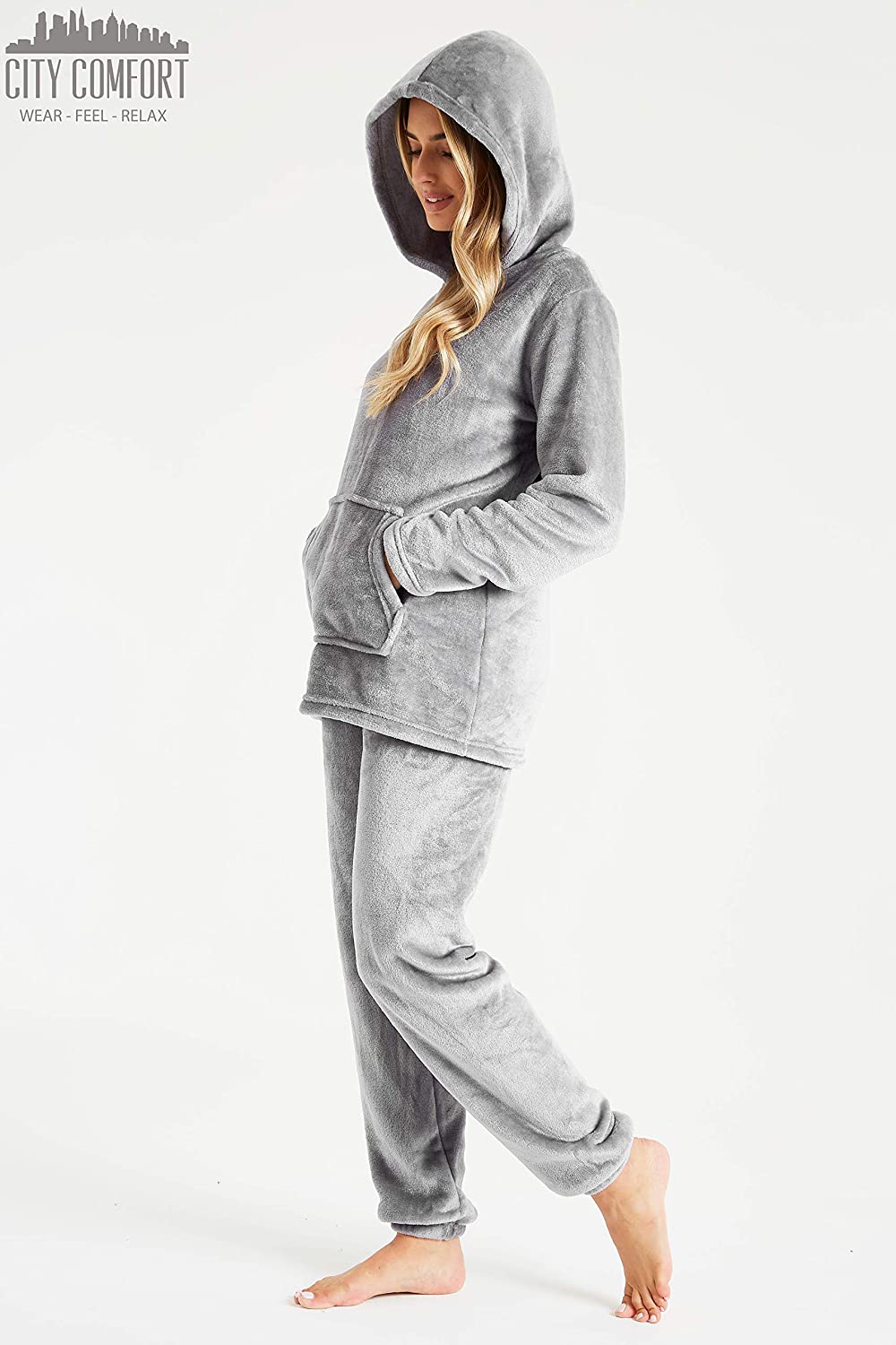 CityComfort Pyjamas Set for Women and Teens Fleece Hooded Long PJs Warm Loungewear Fluffy Nightwear Soft Cosy Sleepwear Gifts for Her - Image 15