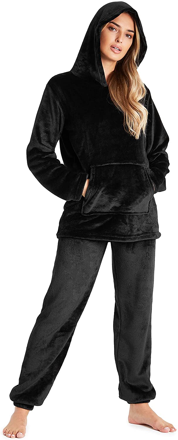 CityComfort Pyjamas Set for Women and Teens Fleece Hooded Long PJs Warm Loungewear Fluffy Nightwear Soft Cosy Sleepwear Gifts for Her - Image 2