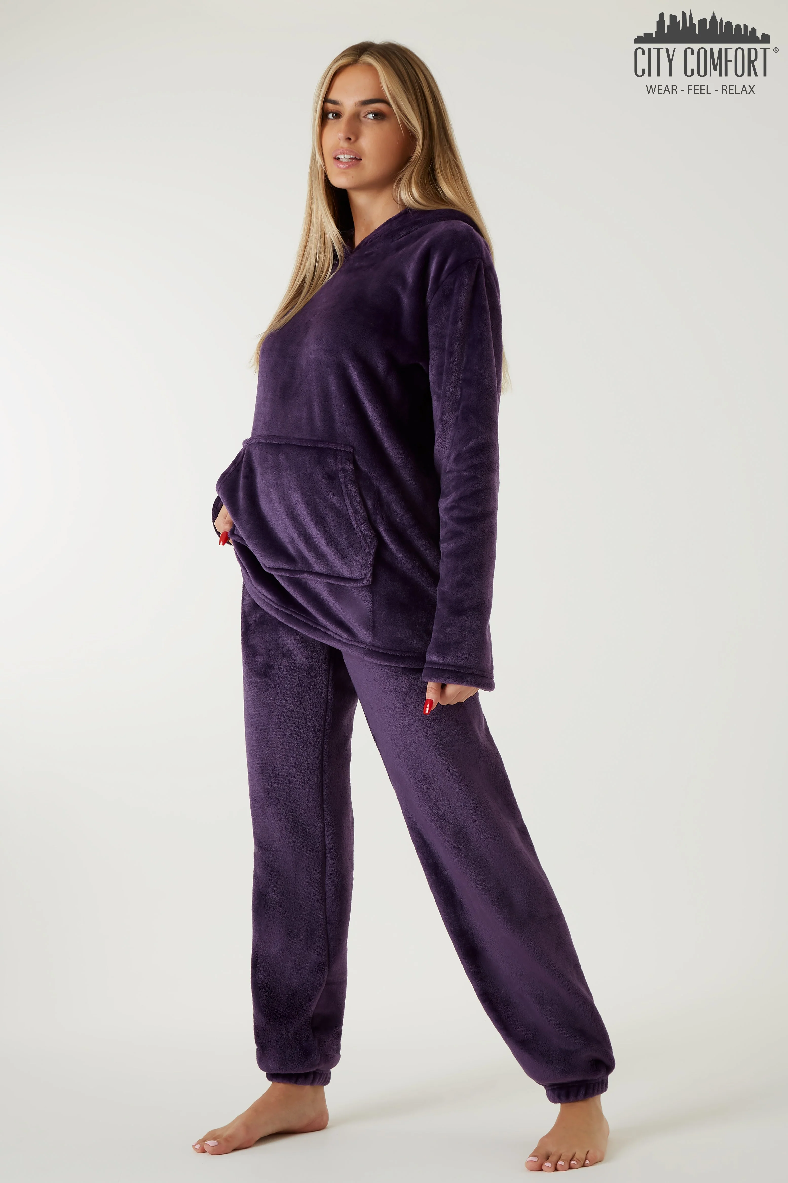 CityComfort Pyjamas Set for Women and Teens Fleece Hooded Long PJs Warm Loungewear Fluffy Nightwear Soft Cosy Sleepwear Gifts for Her - Image 25