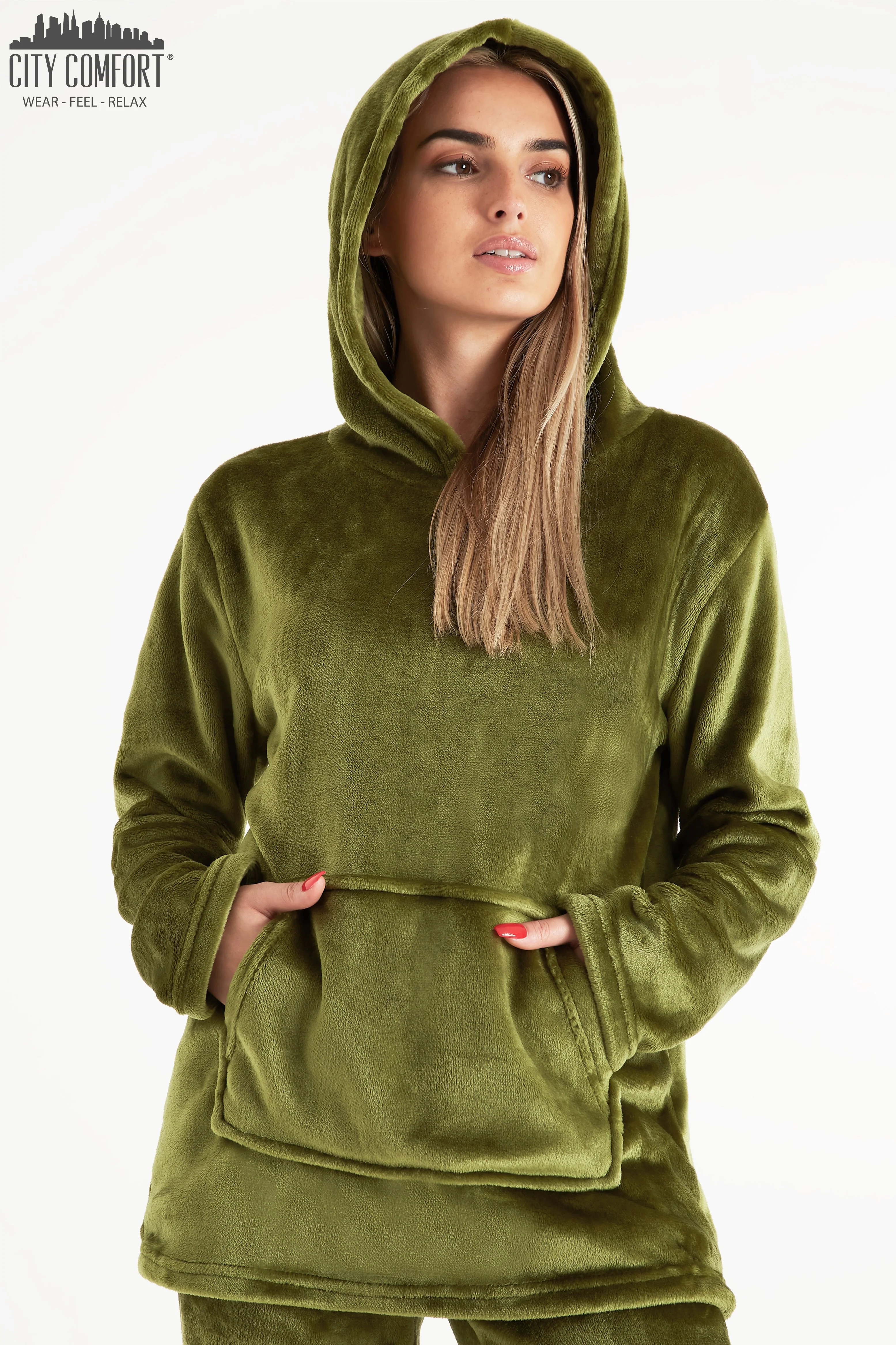 CityComfort Pyjamas Set for Women and Teens Fleece Hooded Long PJs Warm Loungewear Fluffy Nightwear Soft Cosy Sleepwear Gifts for Her - Image 32