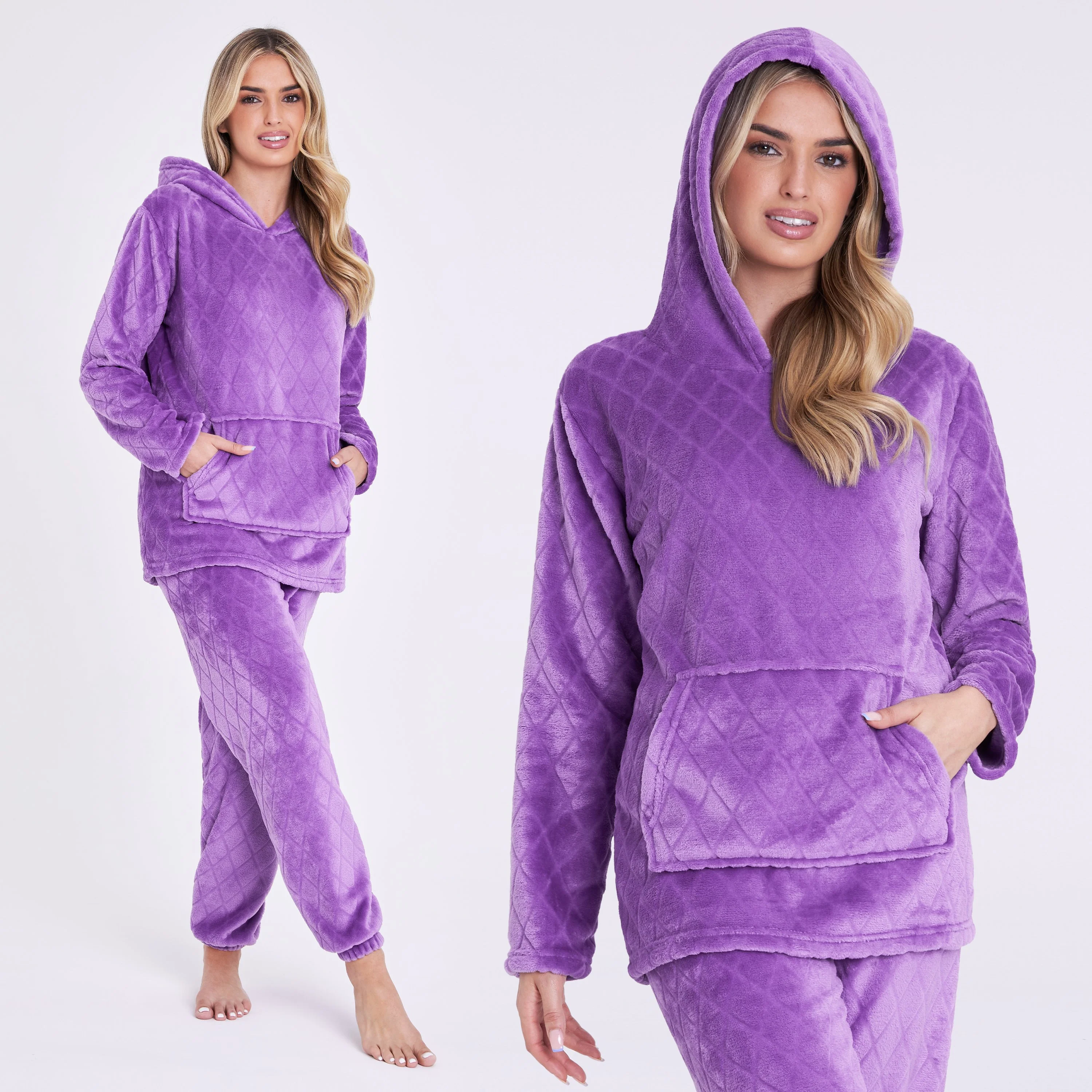 CityComfort Pyjamas Set for Women and Teens Fleece Hooded Long PJs Warm Loungewear Fluffy Nightwear Soft Cosy Sleepwear Gifts for Her - Image 66