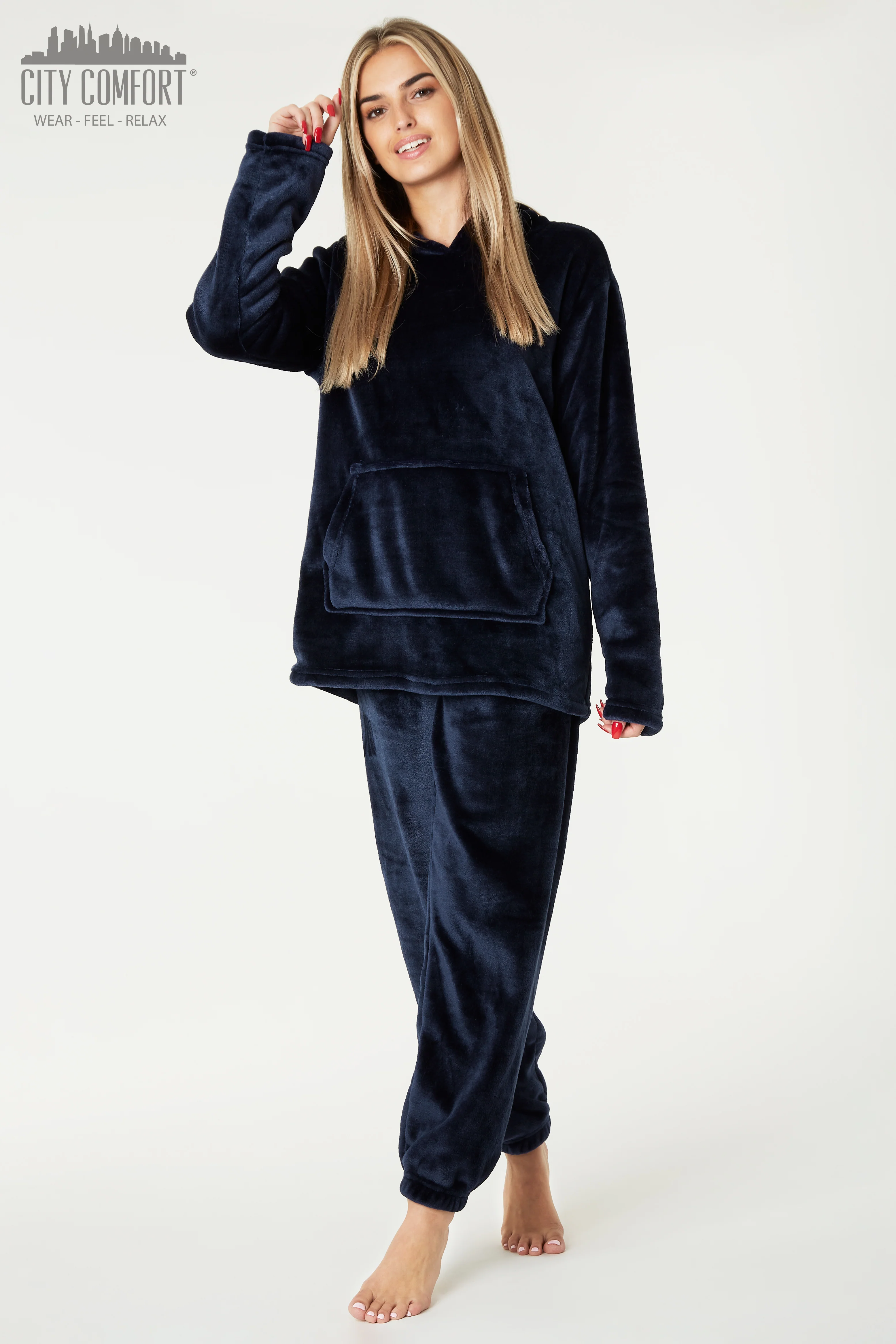 CityComfort Pyjamas Set for Women and Teens Fleece Hooded Long PJs Warm Loungewear Fluffy Nightwear Soft Cosy Sleepwear Gifts for Her - Image 90