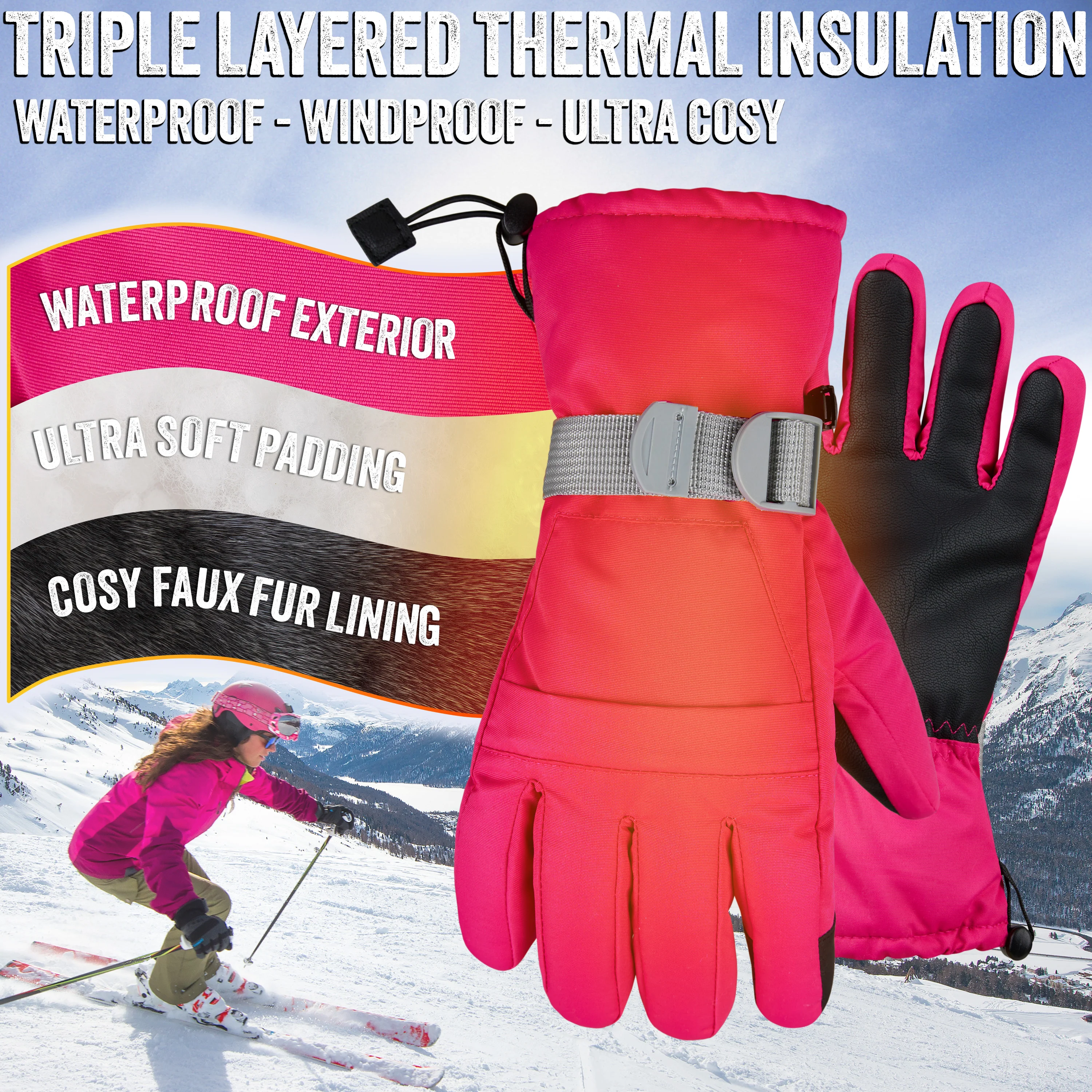 CityComfort Womens Skiing Gloves - Fleece Lined Touch Screen Gloves - Image 12