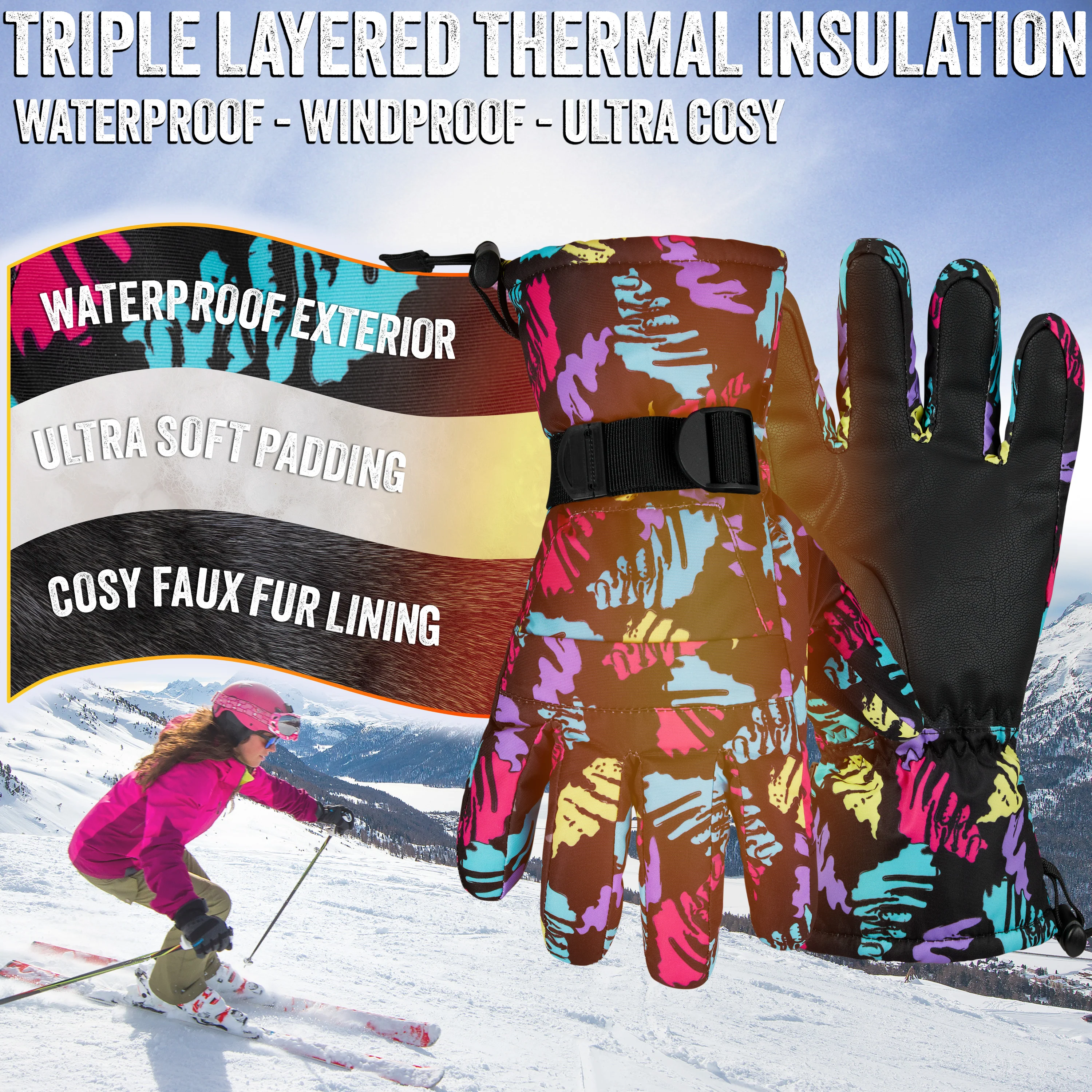 CityComfort Womens Skiing Gloves - Fleece Lined Touch Screen Gloves - Image 18