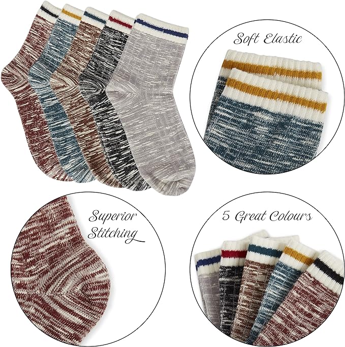 CityComfort Womens Socks, Cotton Ladies size 4-7 Multipack For Teenagers,Unisex - Image 3