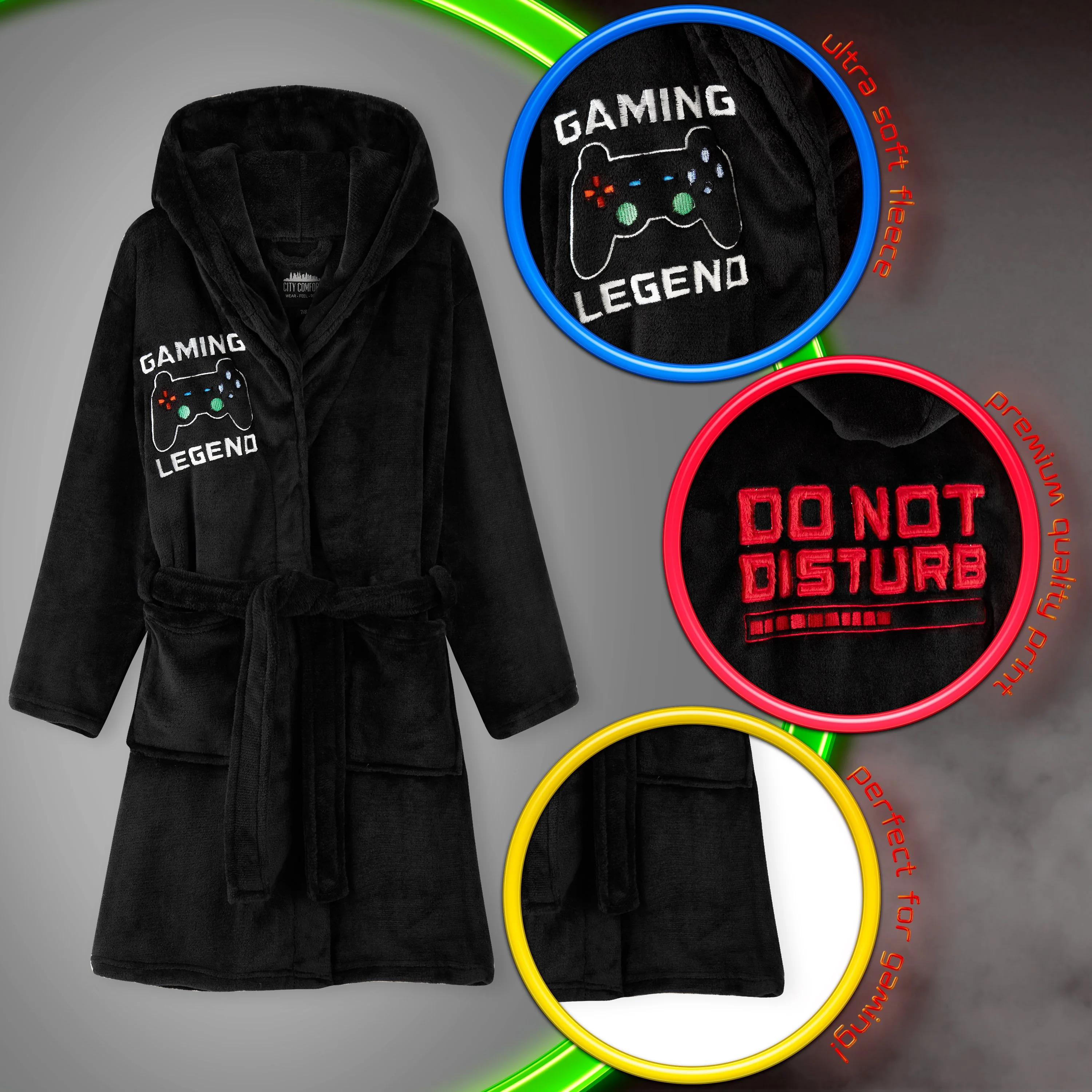 CityComfort Boys Dressing Gown, Gaming Fleece Dressing Gown For Kids - Image 2
