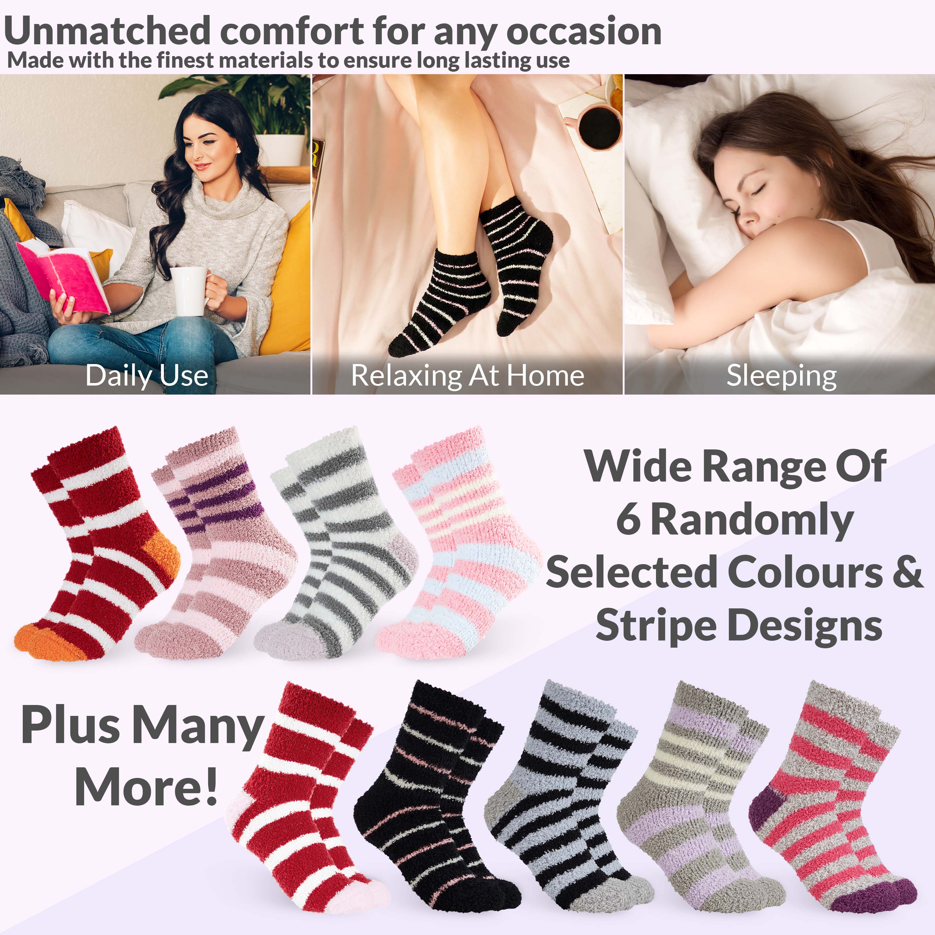 Cosy Winter Socks for Women - Thermal Bed Socks - Pack of 6 - Image 5