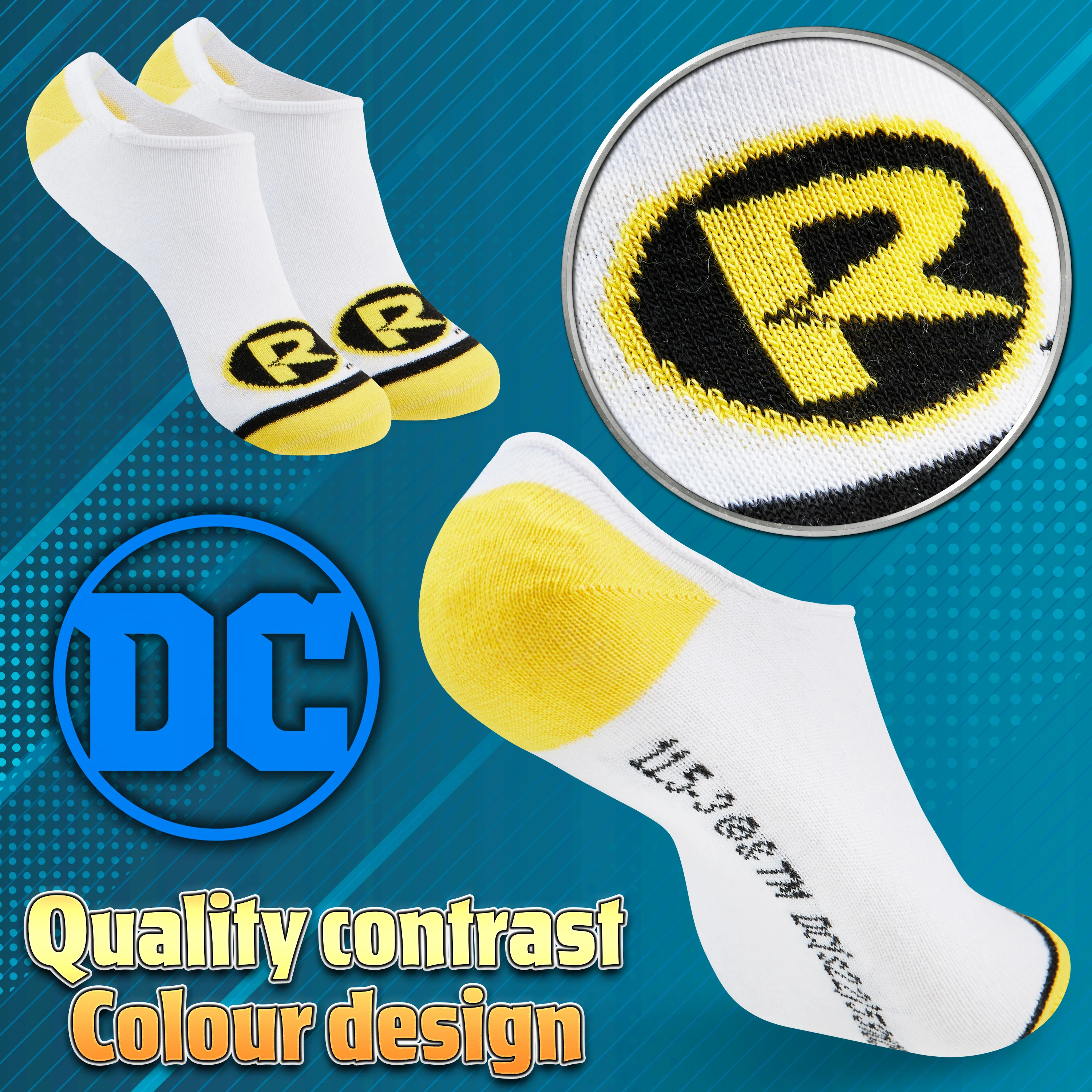 DC Comics Boys Socks, 5 Pack Batman Superman No Show Invisible Socks - WHITE - Image 3