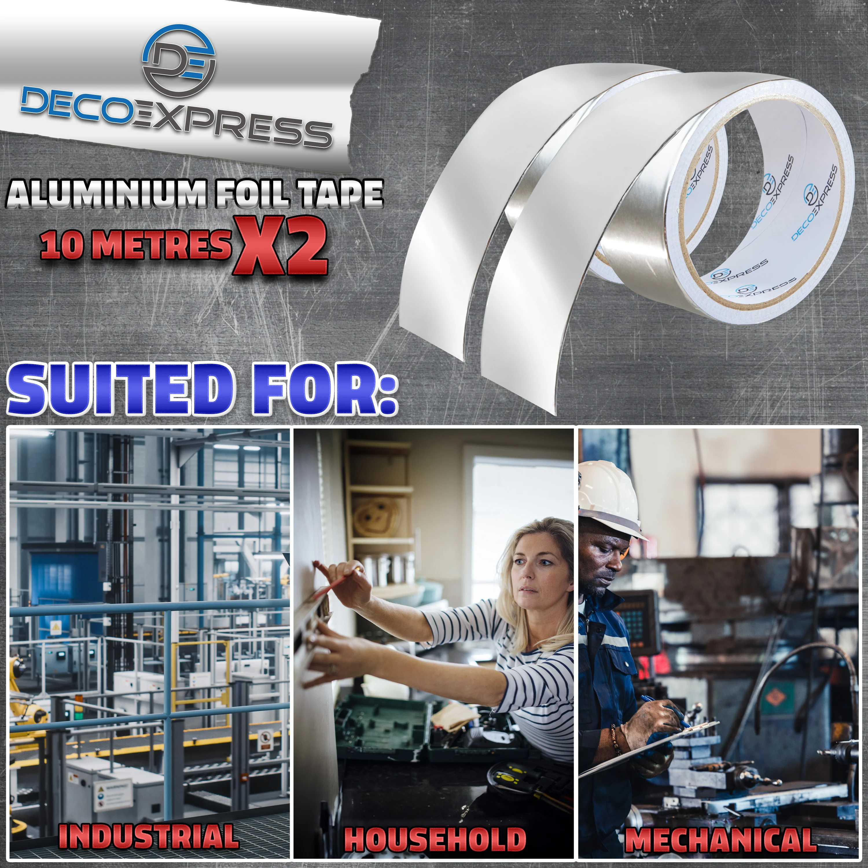 DECO EXPRESS Aluminium Adhesive Tape - Insulation Tape - 10 M, 2 Pcs - Image 6