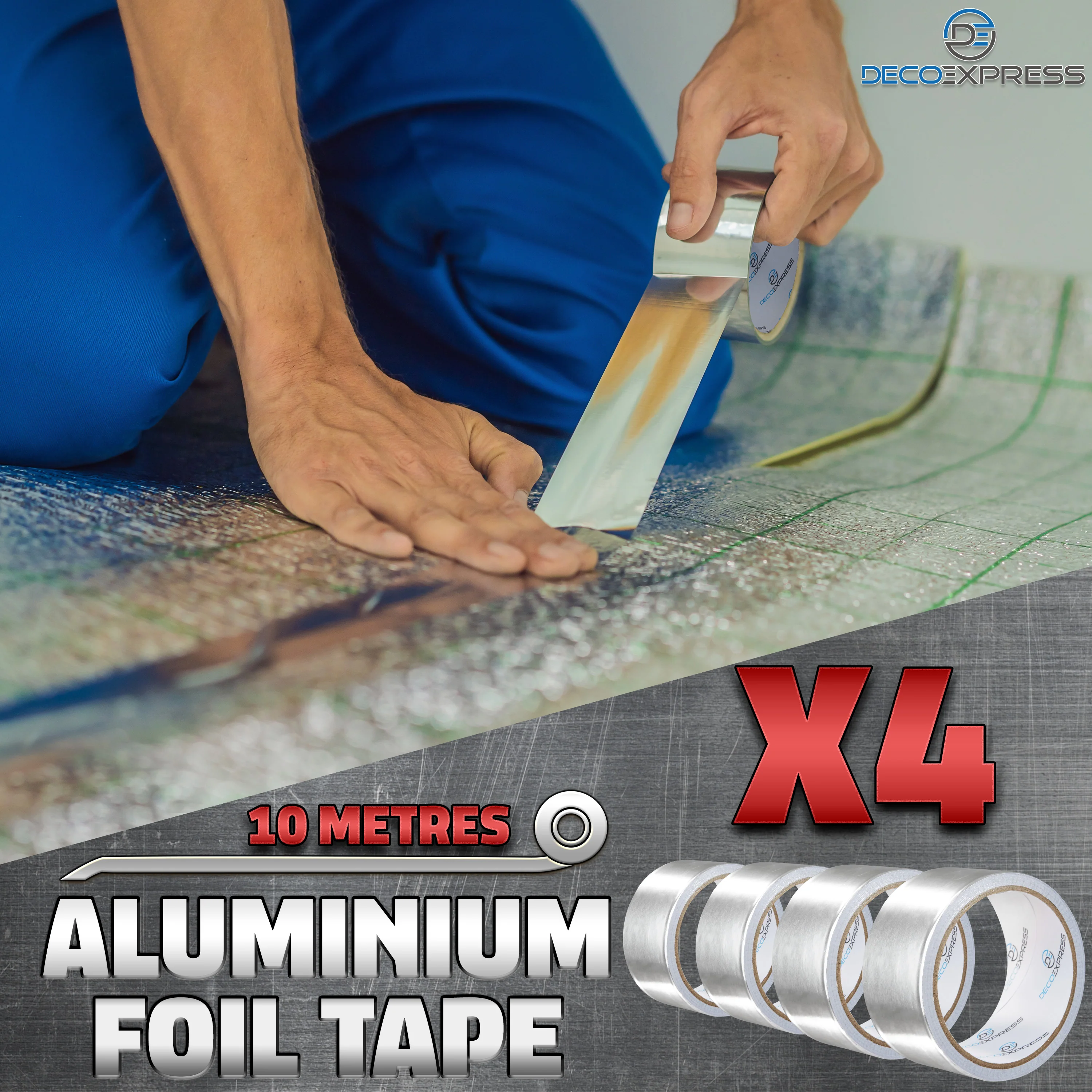 DECO EXPRESS Aluminium Adhesive Tape - Insulation Tape - 10 M, 4 Pcs - Image 4