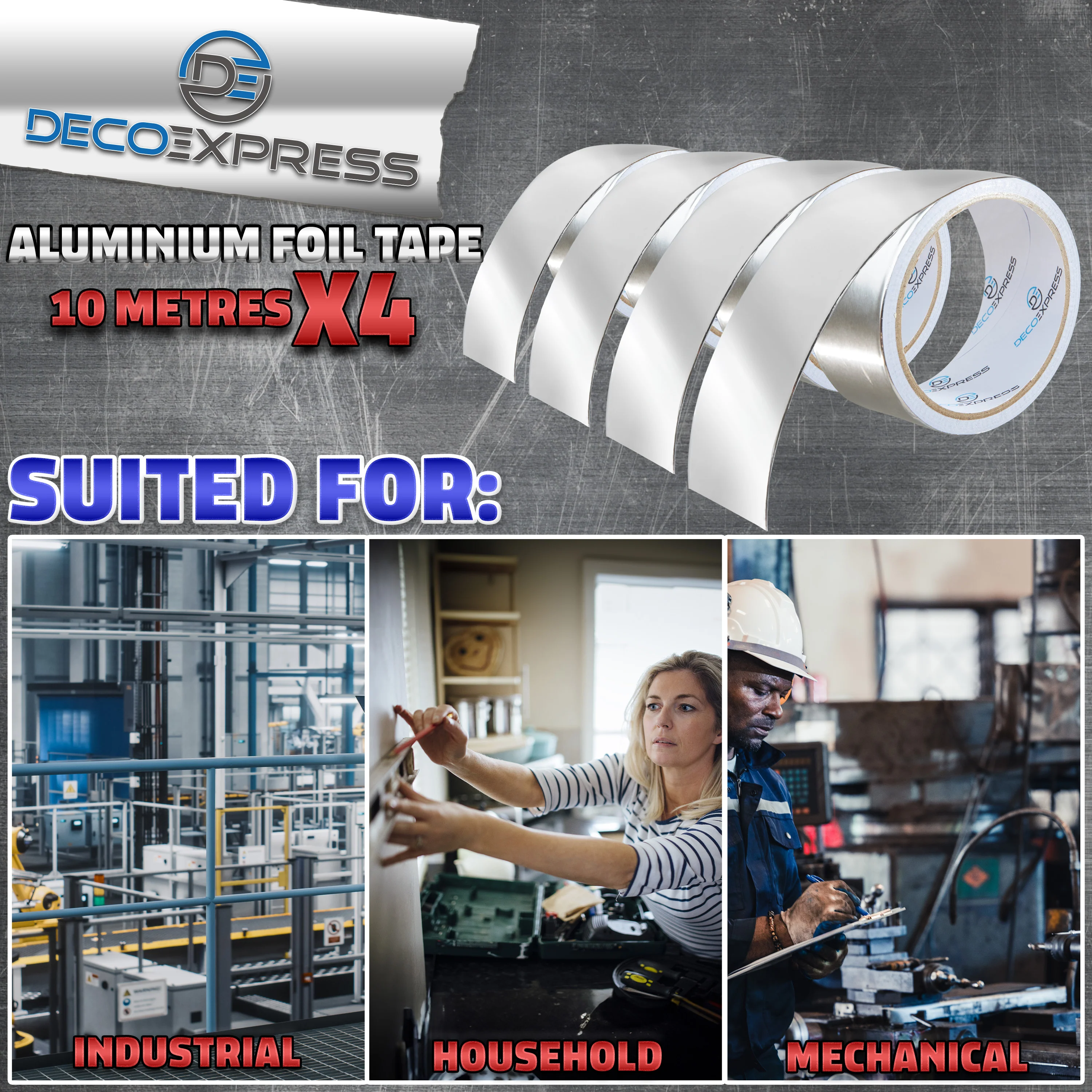 DECO EXPRESS Aluminium Adhesive Tape - Insulation Tape - 10 M, 4 Pcs - Image 6