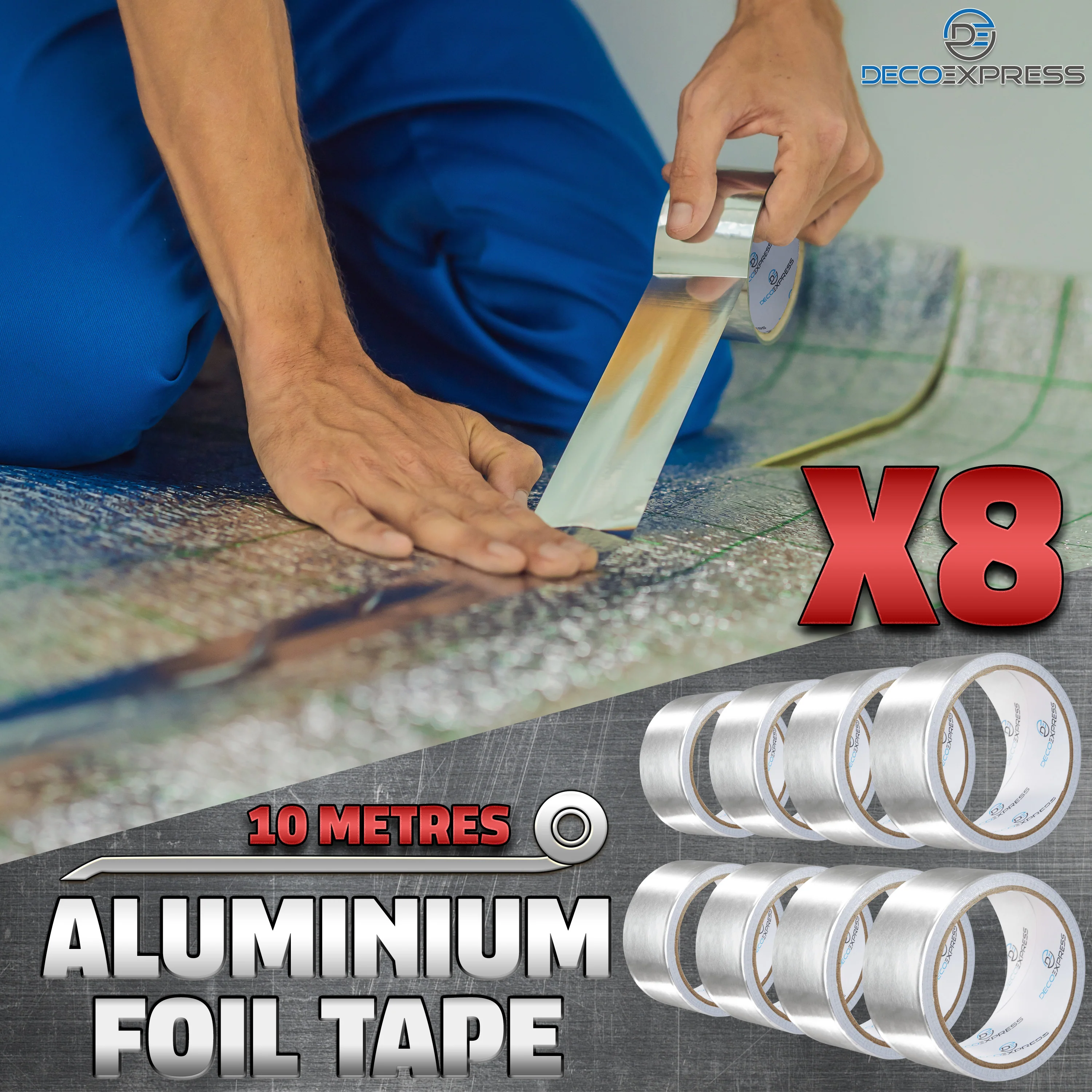 DECO EXPRESS Aluminium Adhesive Tape - Insulation Tape - 10 M, 8 Pcs - Image 4