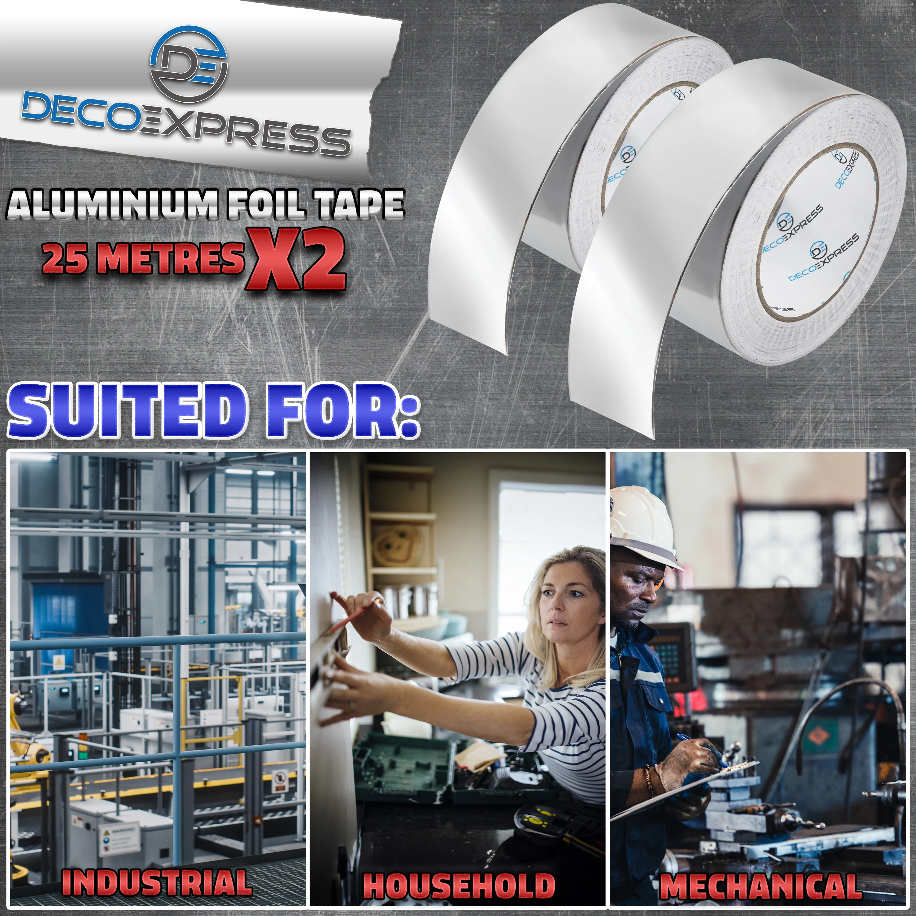 DECO EXPRESS Aluminium Adhesive Tape - Insulation Tape - 25 M, 2 Pcs - Image 6