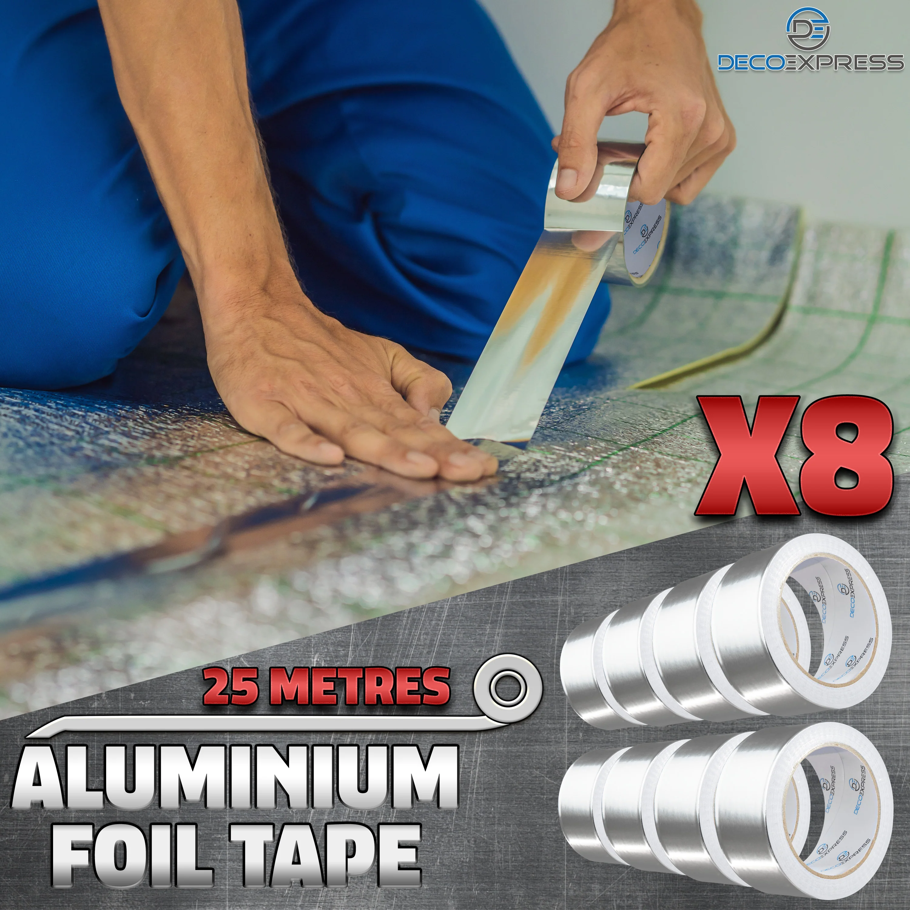DECO EXPRESS Aluminium Adhesive Tape - Insulation Tape - 25 M, 8 Pcs - Image 4