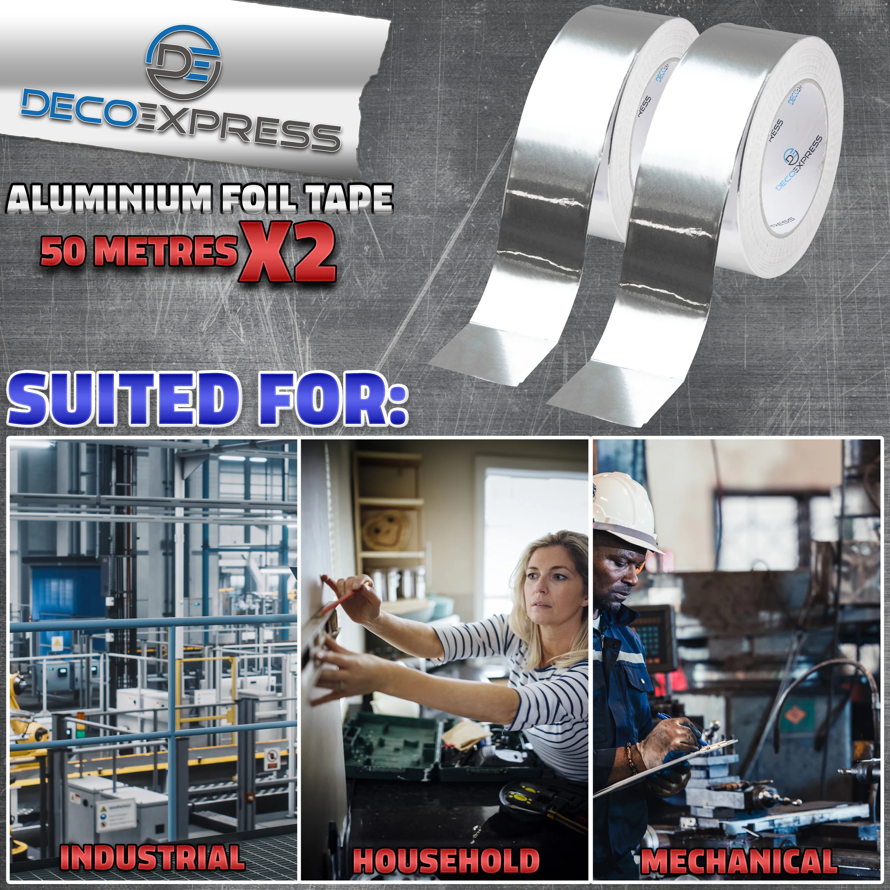DECO EXPRESS Aluminium Adhesive Tape - Insulation Tape - 50 M, 2 Pcs - Image 6