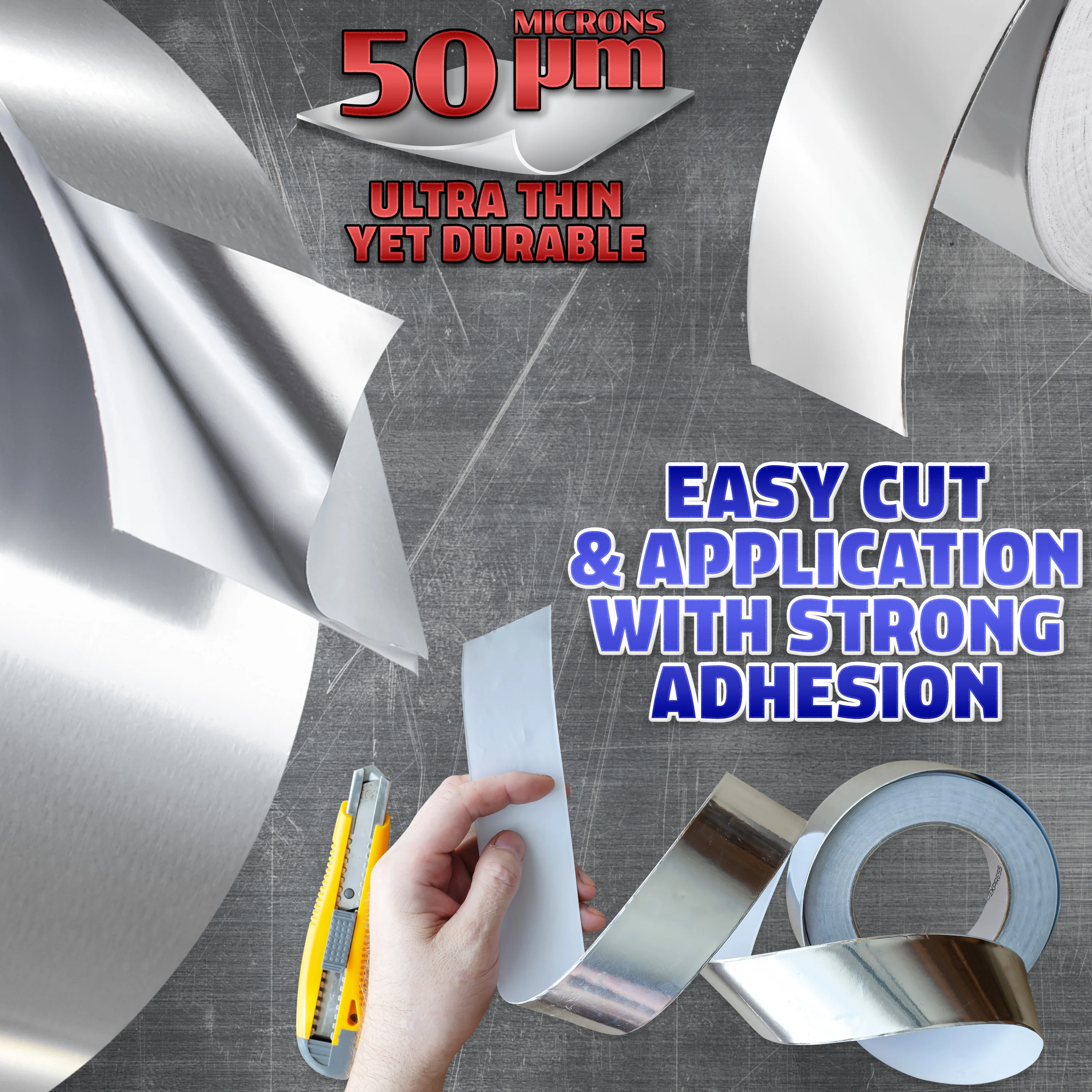 DECO EXPRESS Aluminium Adhesive Tape - Insulation Tape - 50 M, 8 Pcs - Image 3