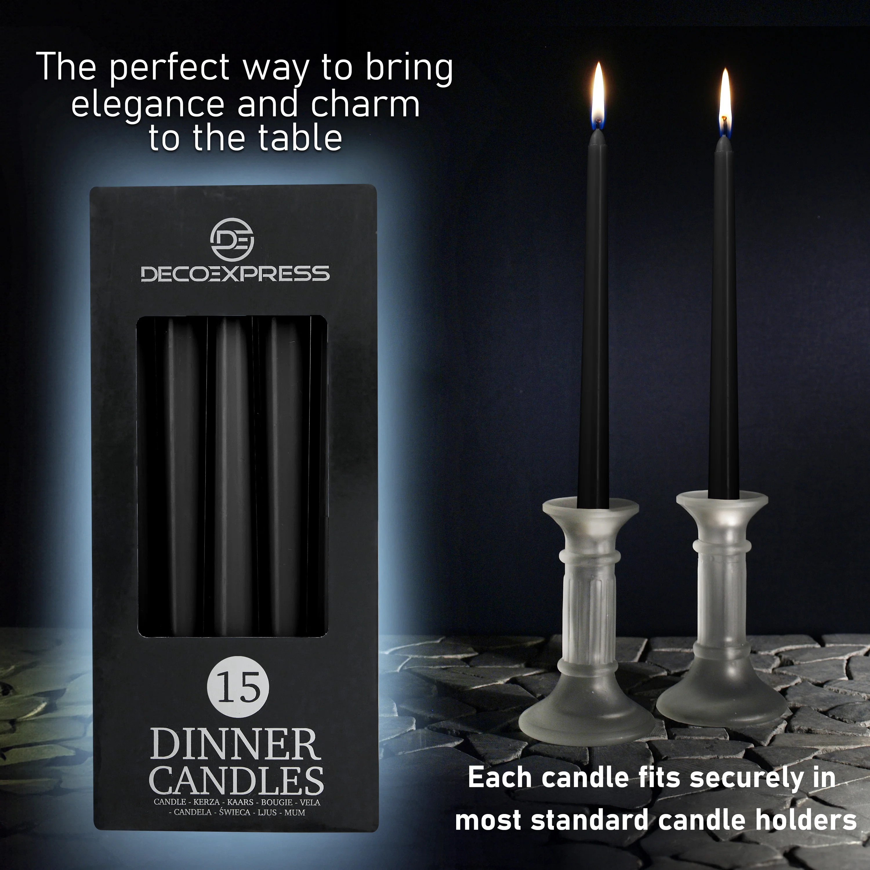 DECO EXPRESS Candles Set Classic Dripless Tapered Metallic Unscented 8H Burning Time, Decorative Dinner Candles for Restaurant Home Christmas - Image 15