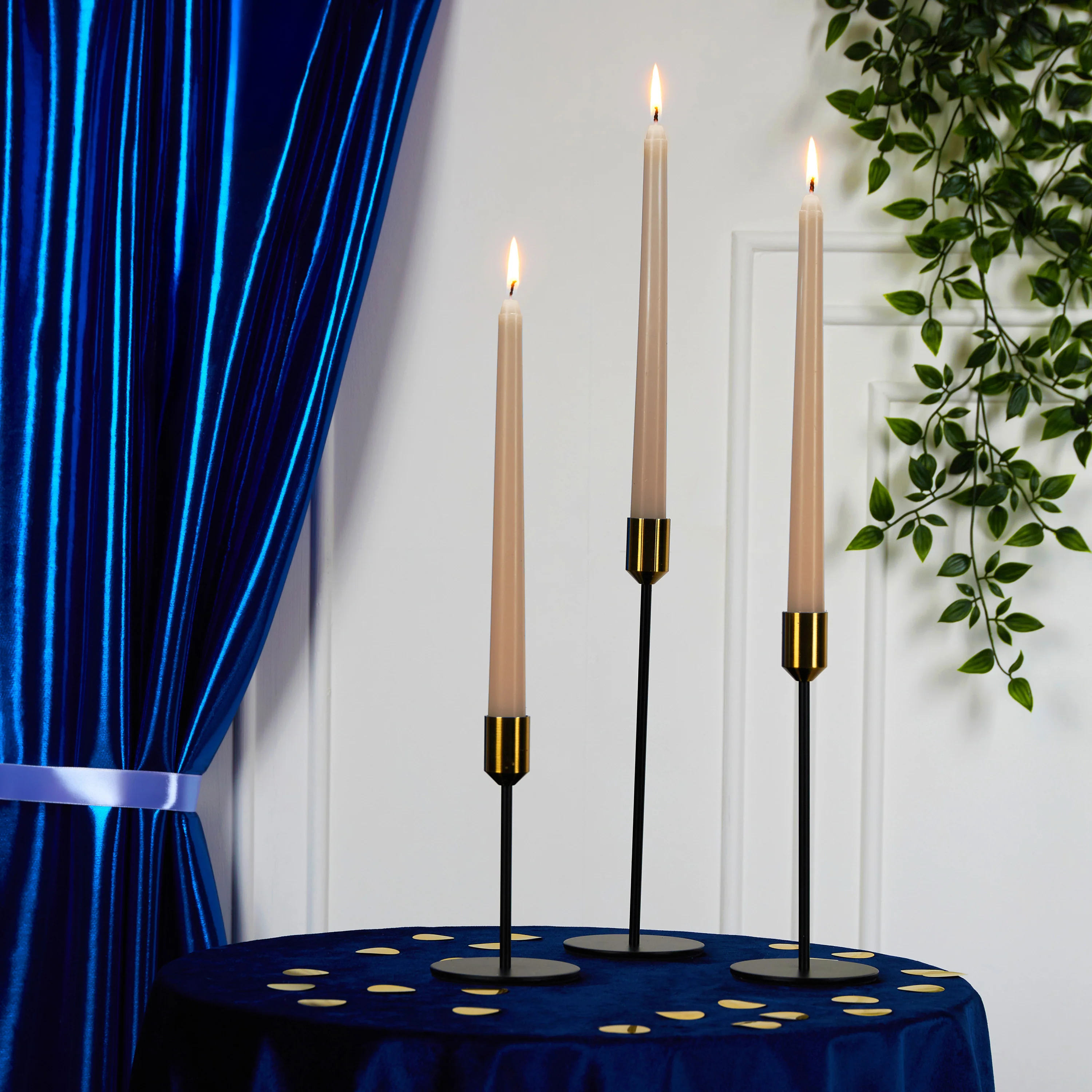 DECO EXPRESS Candles Set Classic Dripless Tapered Metallic Unscented 8H Burning Time, Decorative Dinner Candles for Restaurant Home Christmas - Image 29