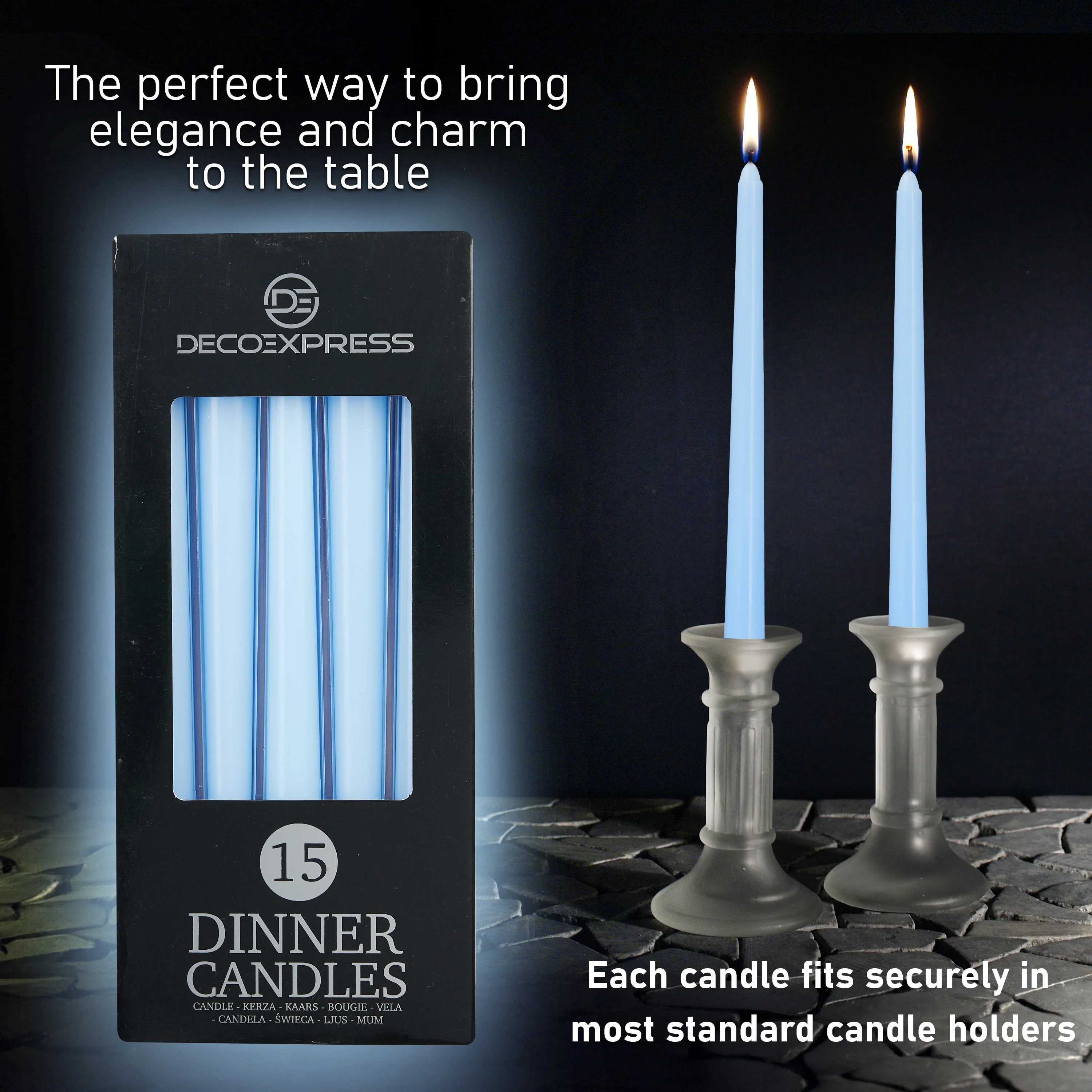 DECO EXPRESS Candles Set Classic Dripless Tapered Metallic Unscented 8H Burning Time, Decorative Dinner Candles for Restaurant Home Christmas - Image 3
