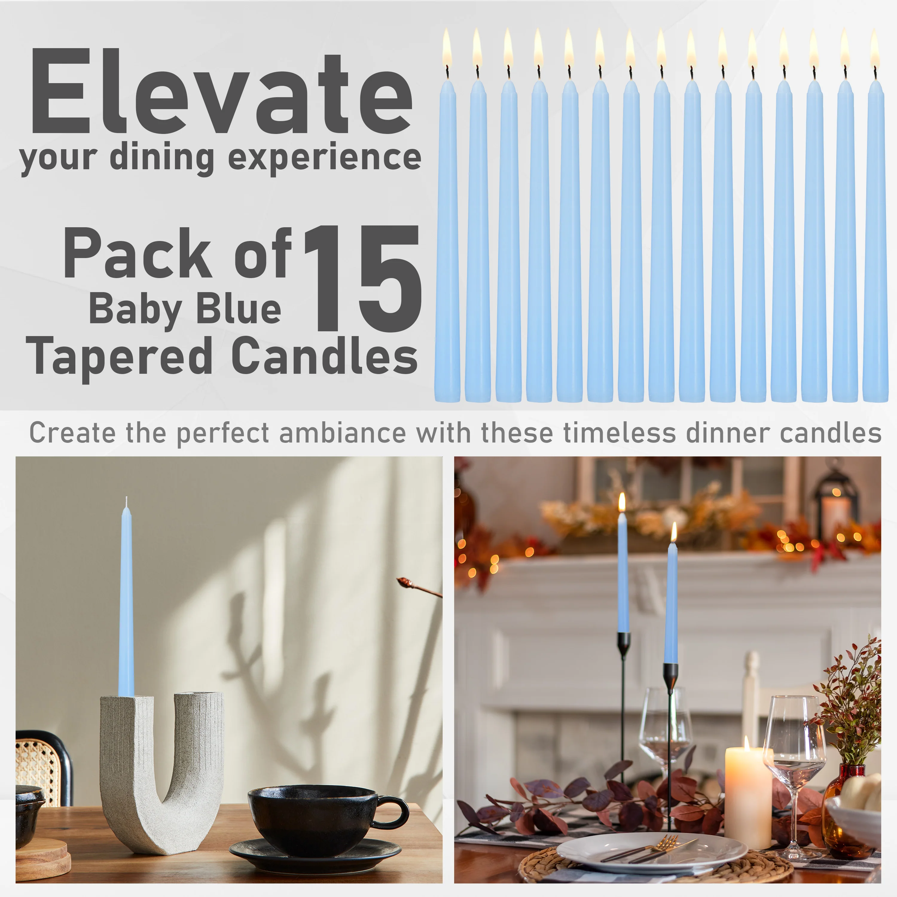 DECO EXPRESS Candles Set Classic Dripless Tapered Metallic Unscented 8H Burning Time, Decorative Dinner Candles for Restaurant Home Christmas - Image 4