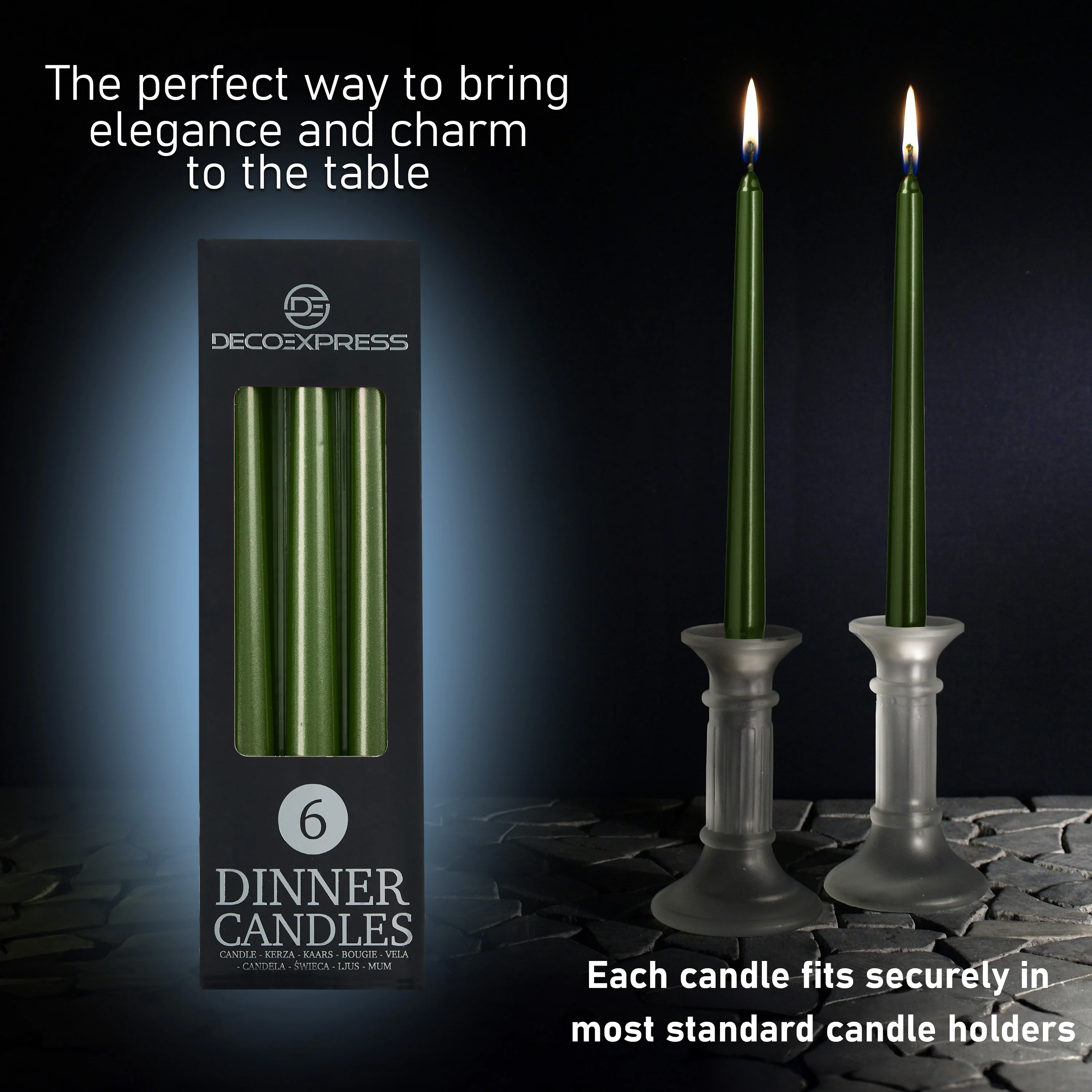 DECO EXPRESS Candles Set Classic Dripless Tapered Metallic Unscented 8H Burning Time, Decorative Dinner Candles for Restaurant Home Christmas - Image 15