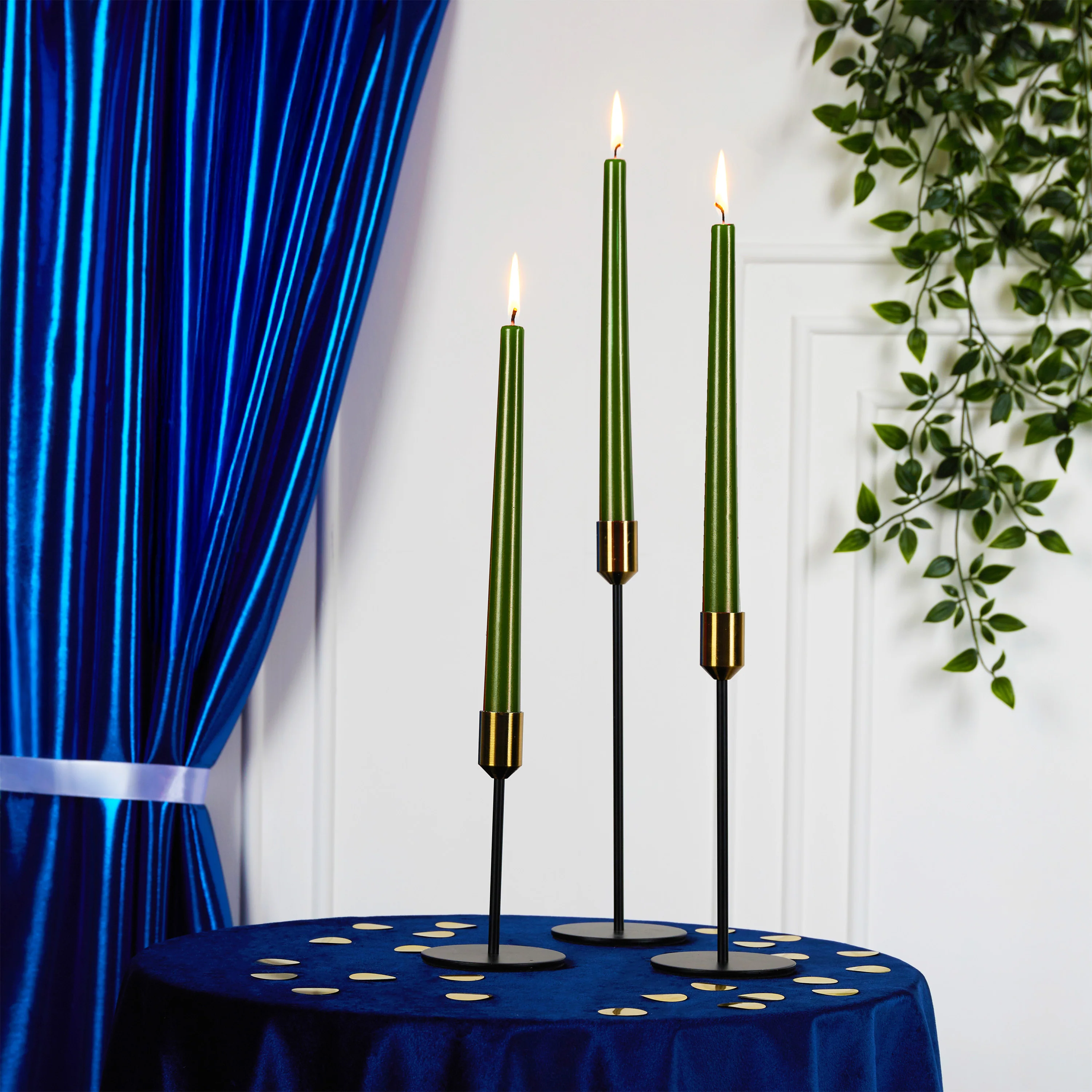 DECO EXPRESS Candles Set Classic Dripless Tapered Metallic Unscented 8H Burning Time, Decorative Dinner Candles for Restaurant Home Christmas - Image 17