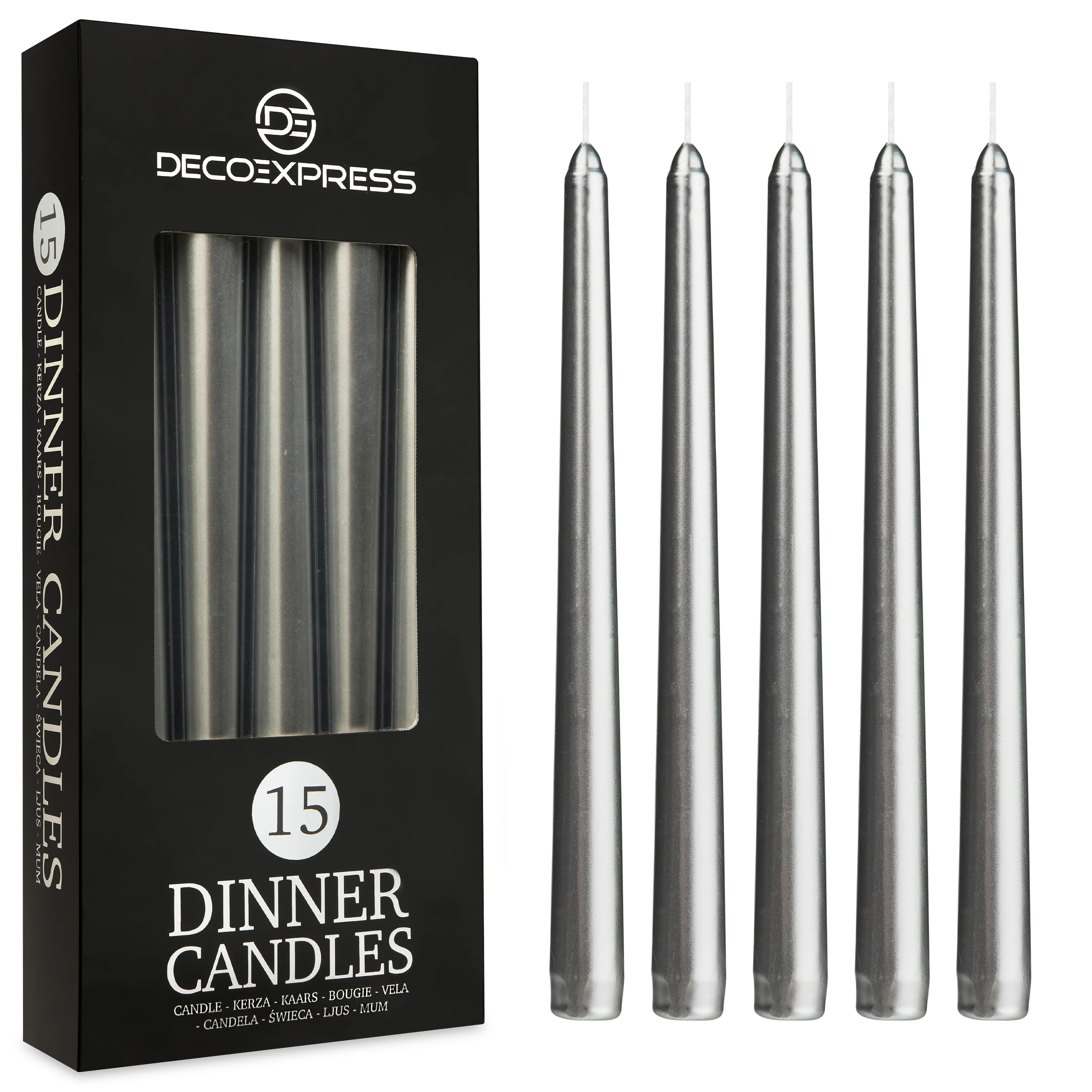 DECO EXPRESS Candles Set Classic Dripless Tapered Metallic Unscented 8H Burning Time - Image 7