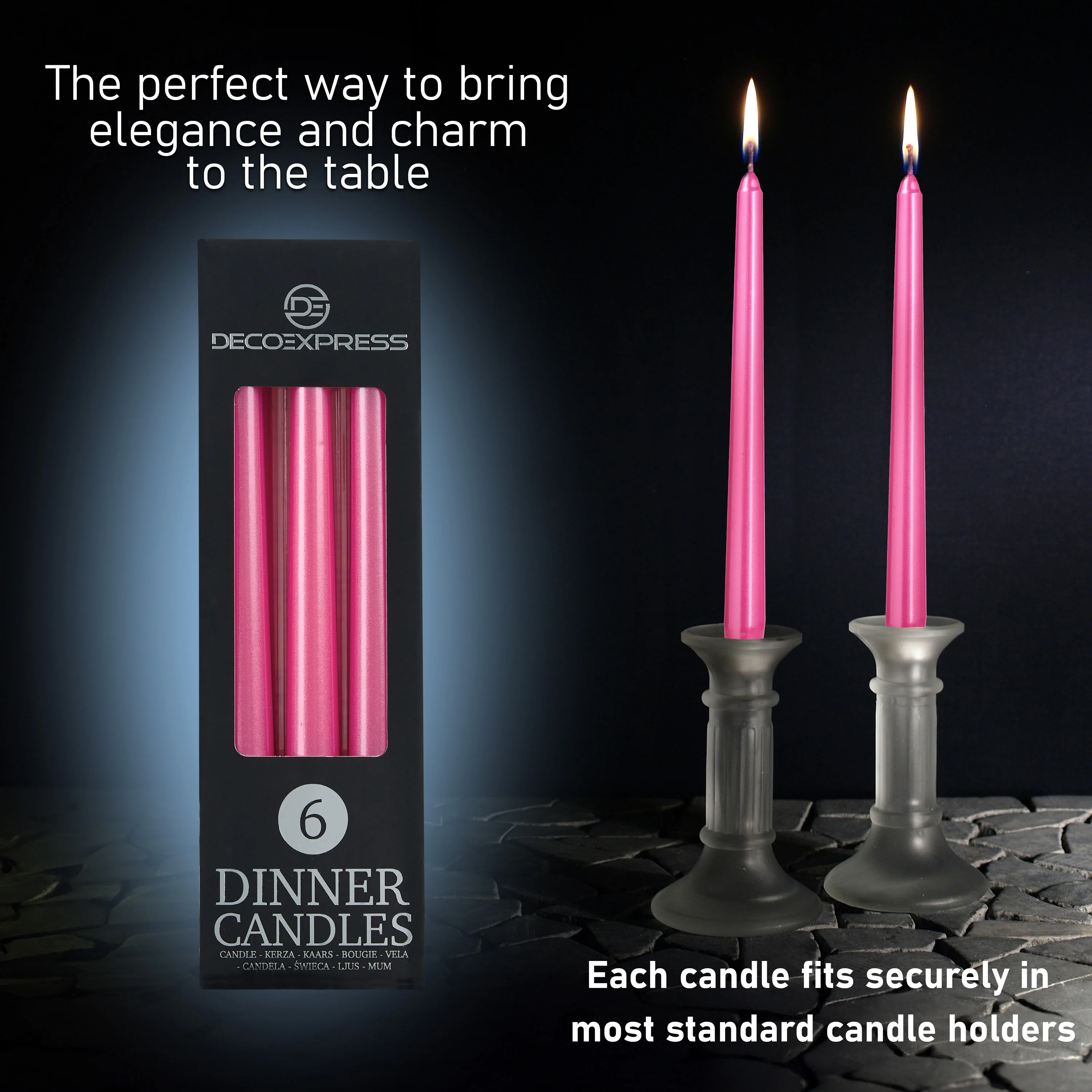 DECO EXPRESS Candles Set Classic Dripless Tapered Metallic Unscented 8H Burning Time, Decorative Dinner Candles for Restaurant Home Christmas - Image 3