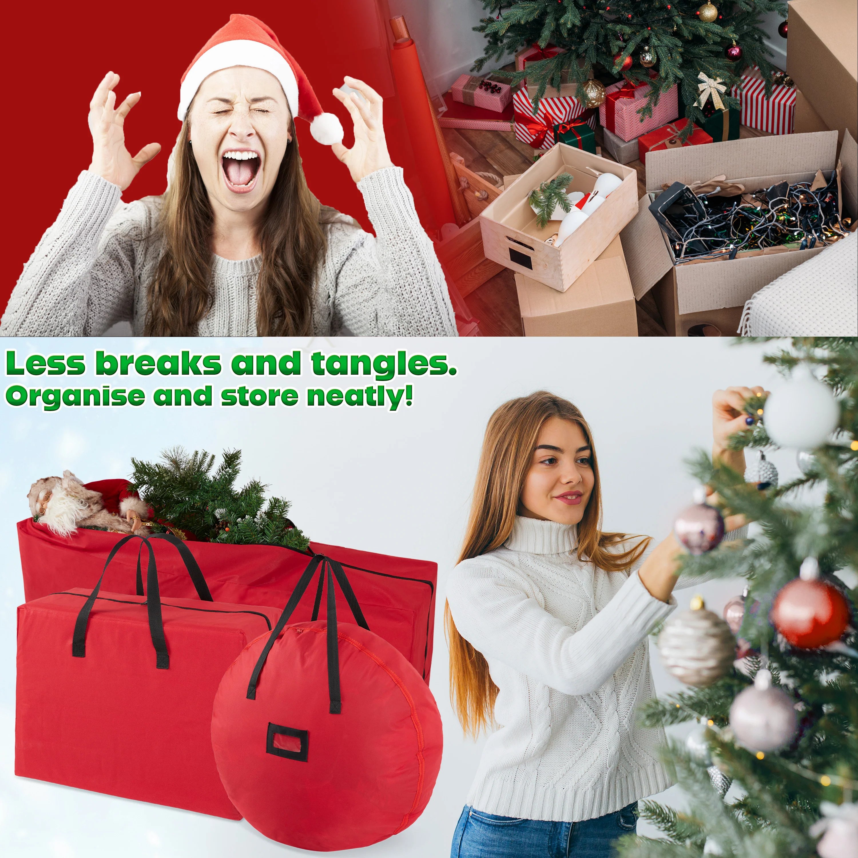 DECO EXPRESS Christmas Ornament Storage Box - 3 Piece Set - Image 4