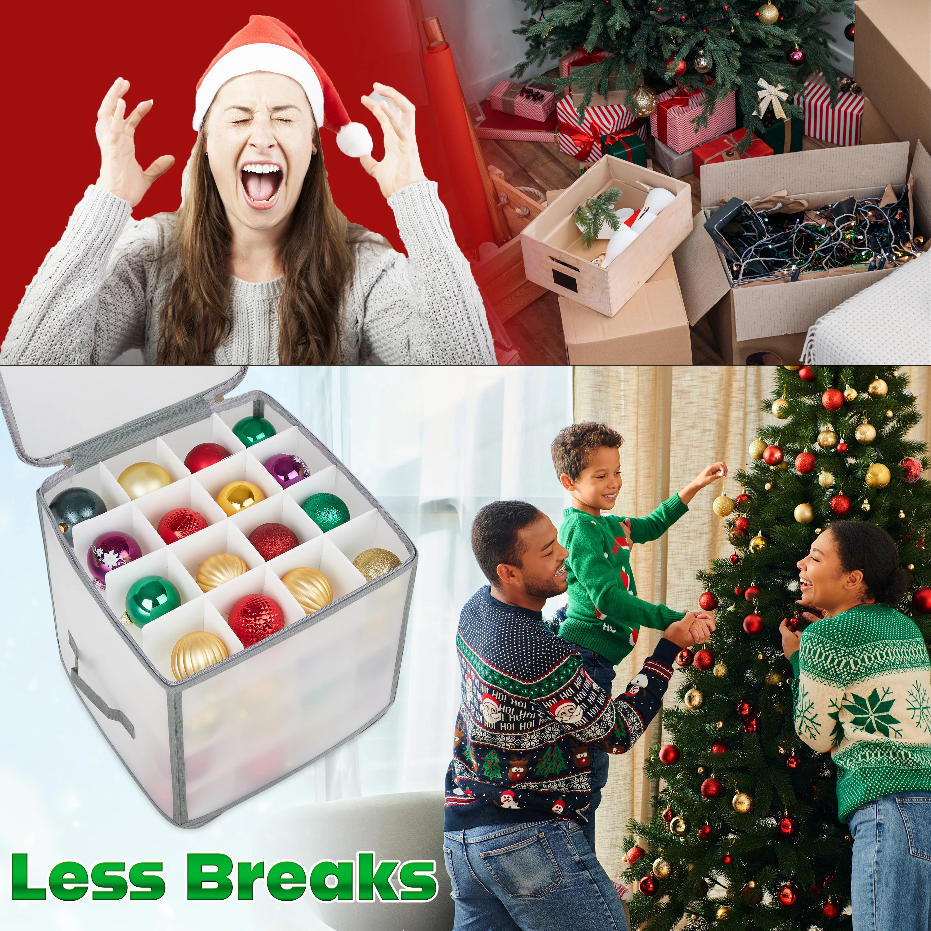 DECO EXPRESS Christmas Ornament Storage Box Christmas Decoration Storage - Image 4