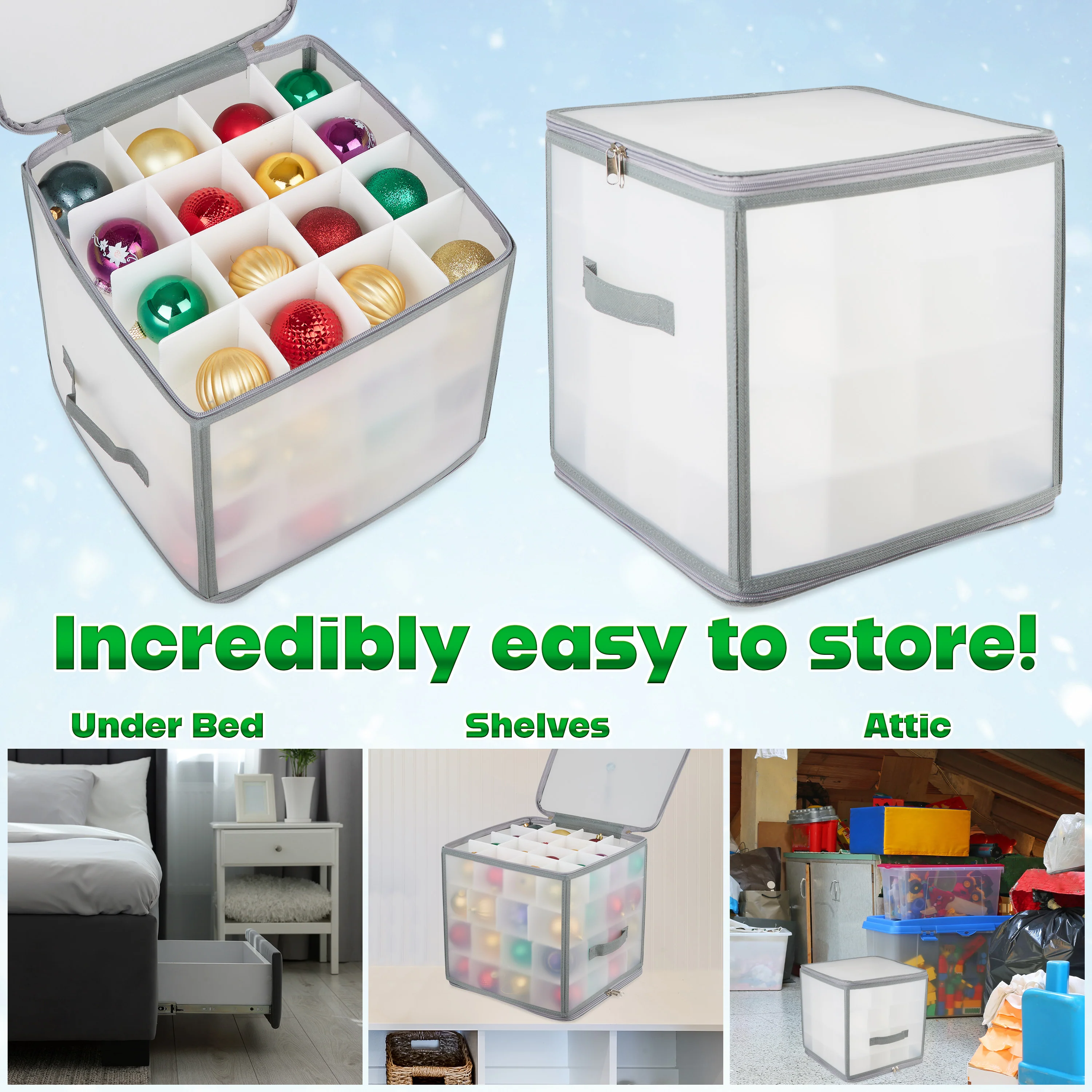 DECO EXPRESS Christmas Ornament Storage Box Christmas Decoration Storage - Image 5