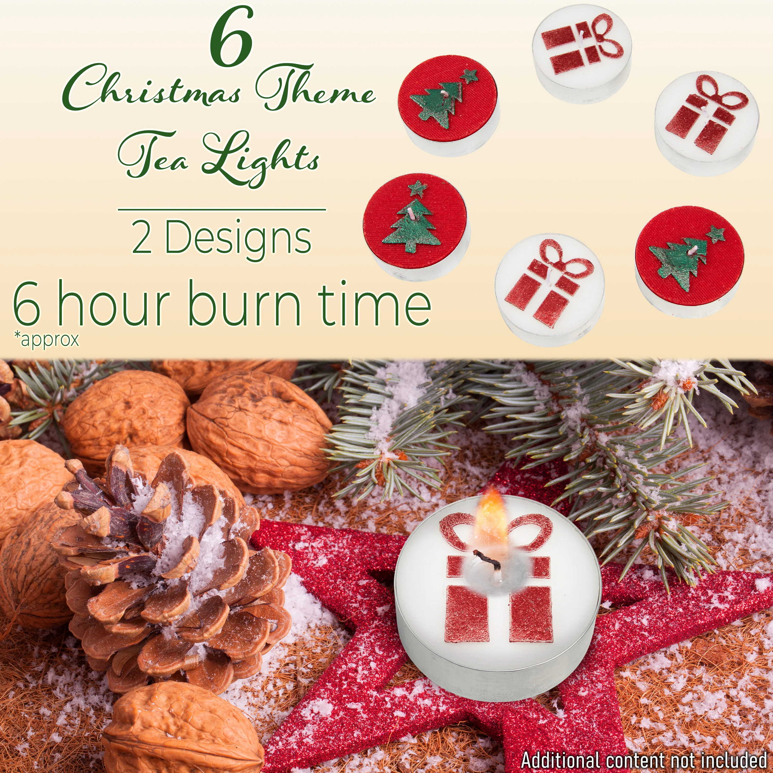 DECO EXPRESS Christmas Tealight Candle Set, Multipack of 6 with 6 Hours Burning Time Festive Xmas Decor Unscented (Red/White 6 Pack) - Image 2