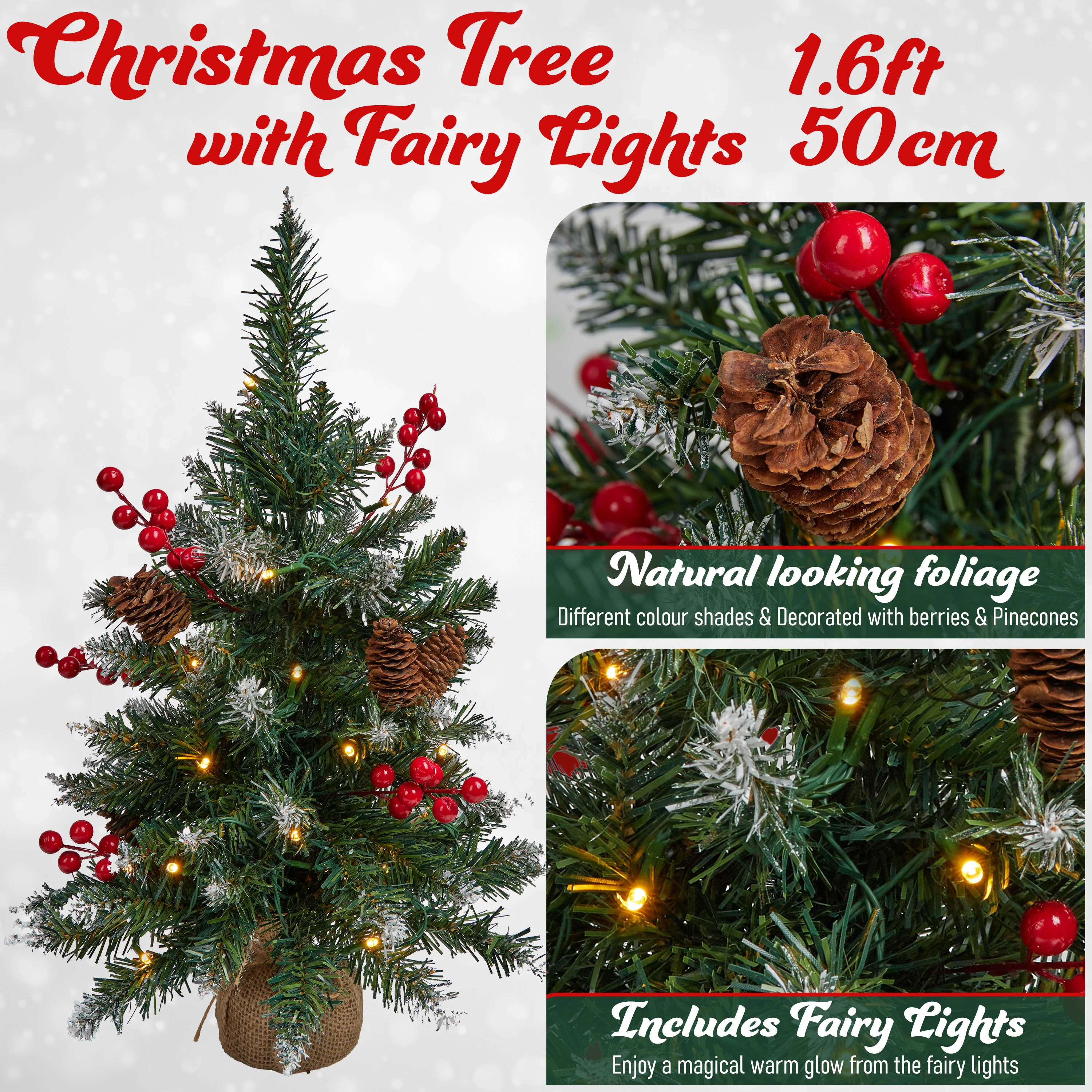 DECO EXPRESS Artificial Christmas Tree,with Metal Stand - Desk Ornaments - (0.5 M) - Image 2